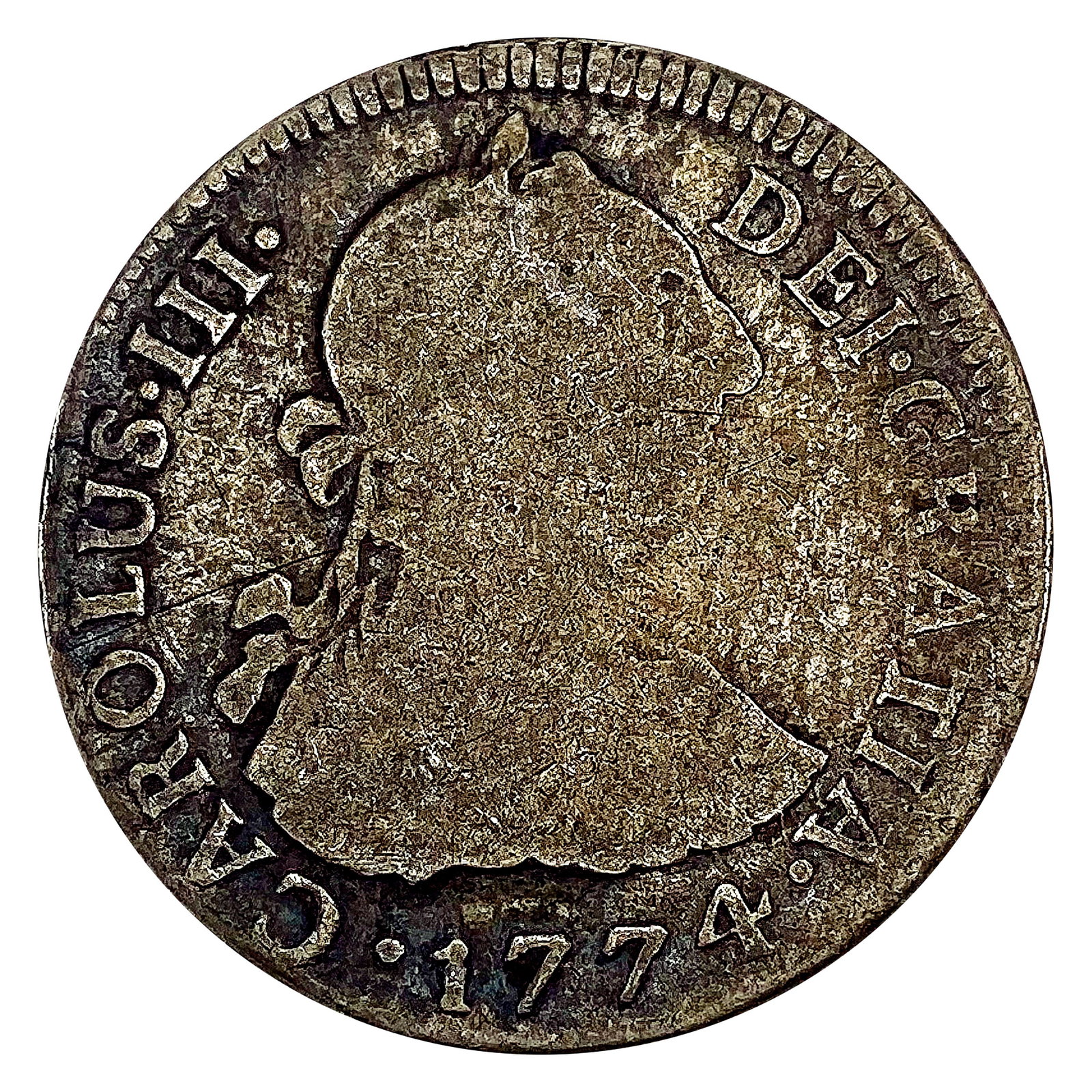1774LIMA MJ Peru Silver 2 Reales Carlos III VF (1 of 2)