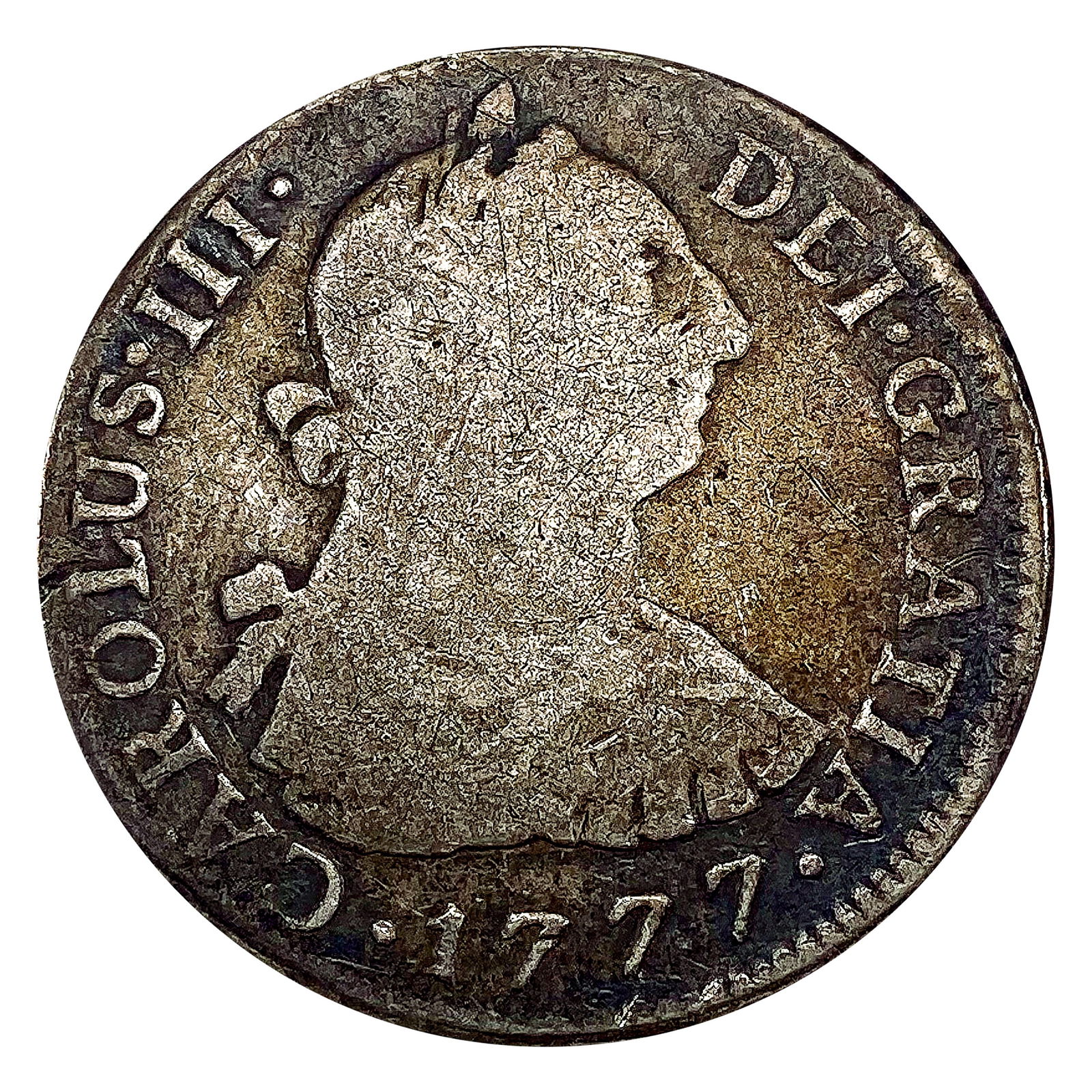 1777LIMA MJ Peru Silver 2 Reales Carlos III VF (1 of 2)