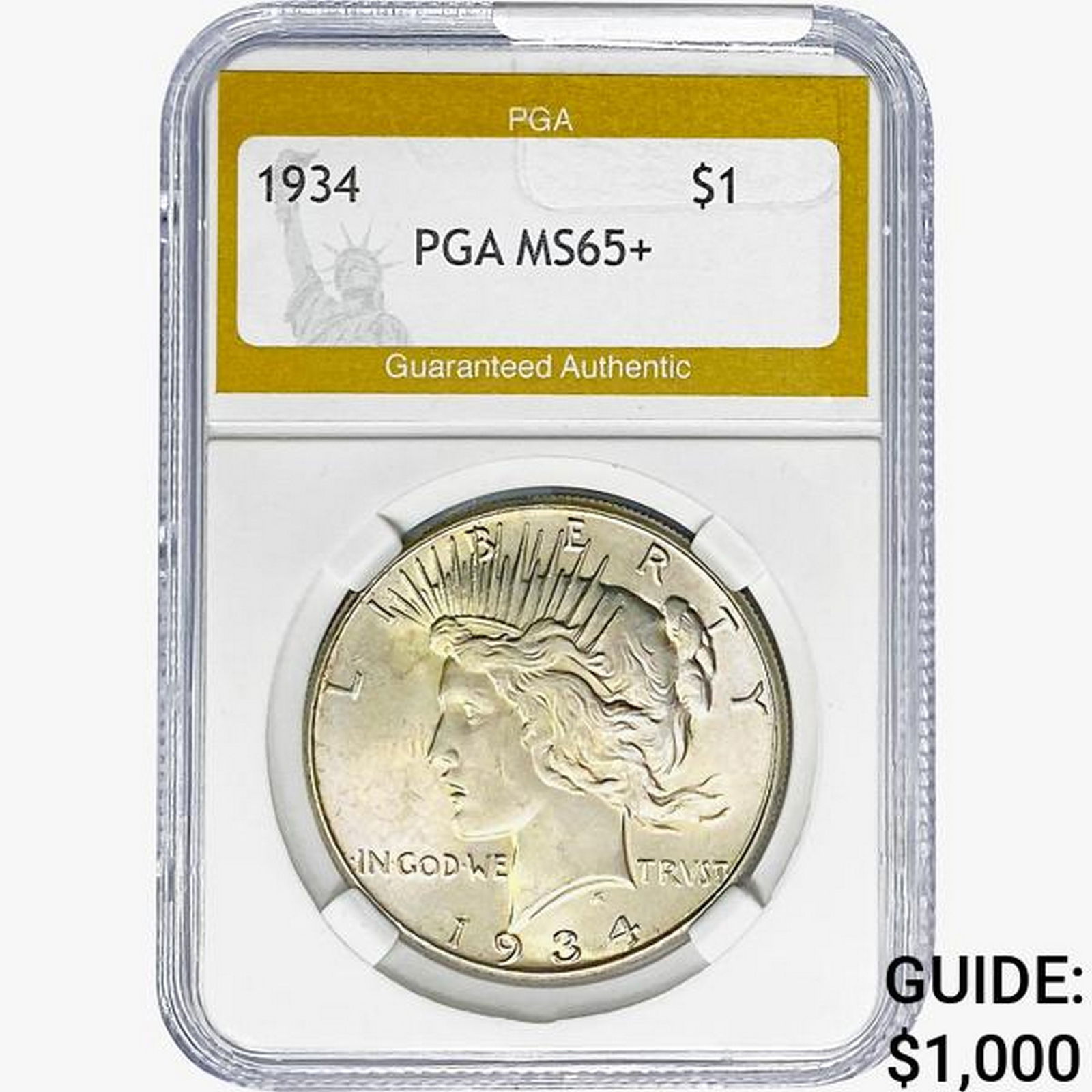 1934 Silver Peace Dollar PGA MS65+ (1 of 2)