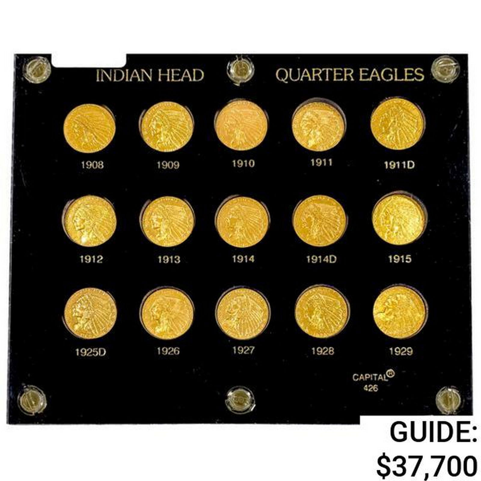 1908-1929 US Gold Quarter Eagle Set BU [15 Coins] BU (1 of 2)