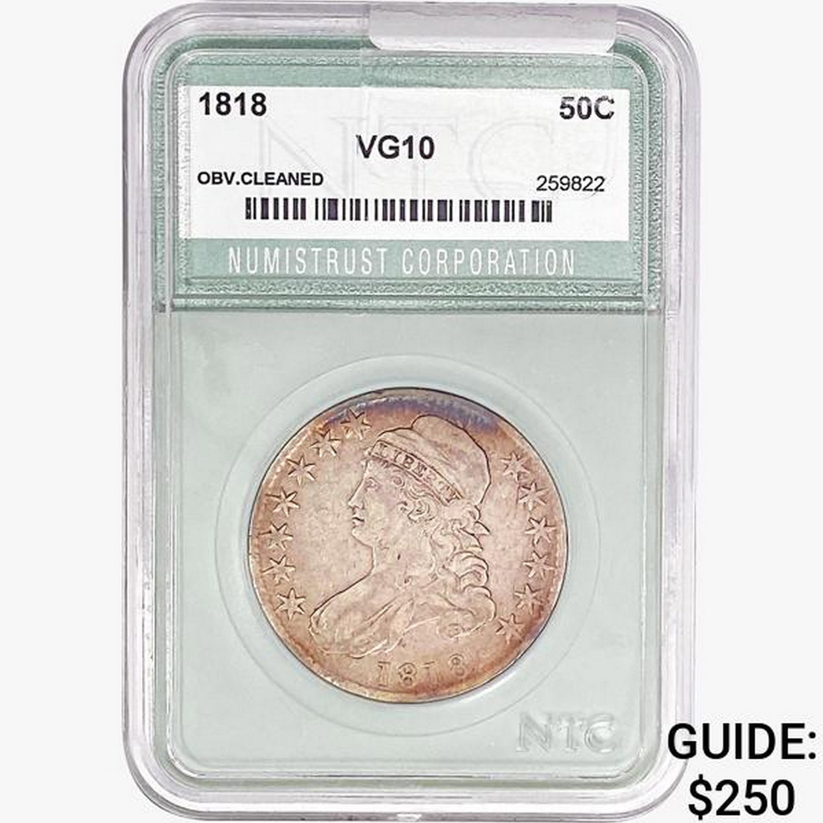 1818 Capped Bust Half Dollar NTC VG10: 1818 Capped Bust Half Dollar NTC VG10
