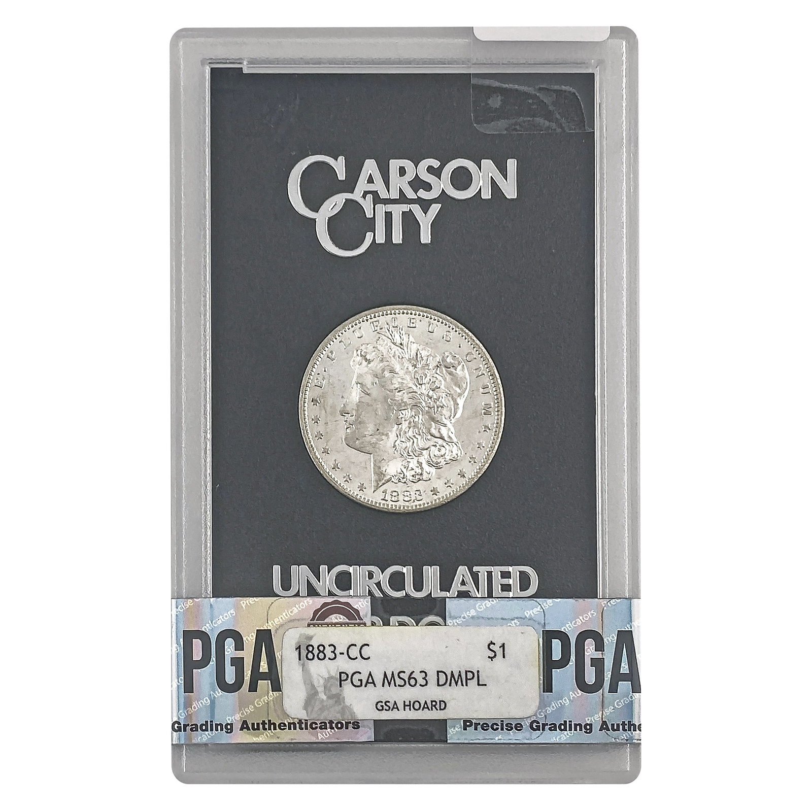 1883-CC Morgan Silver Dollar PGA MS63 DMPL GSA: 1883-CC Morgan Silver Dollar PGA MS63 DMPL GSA