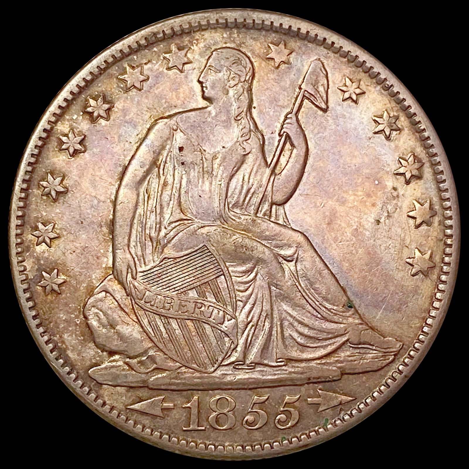 1855-O Arrows Seated Liberty Half Dollar CLOSELY UNCIRCULATED (1 of 2)