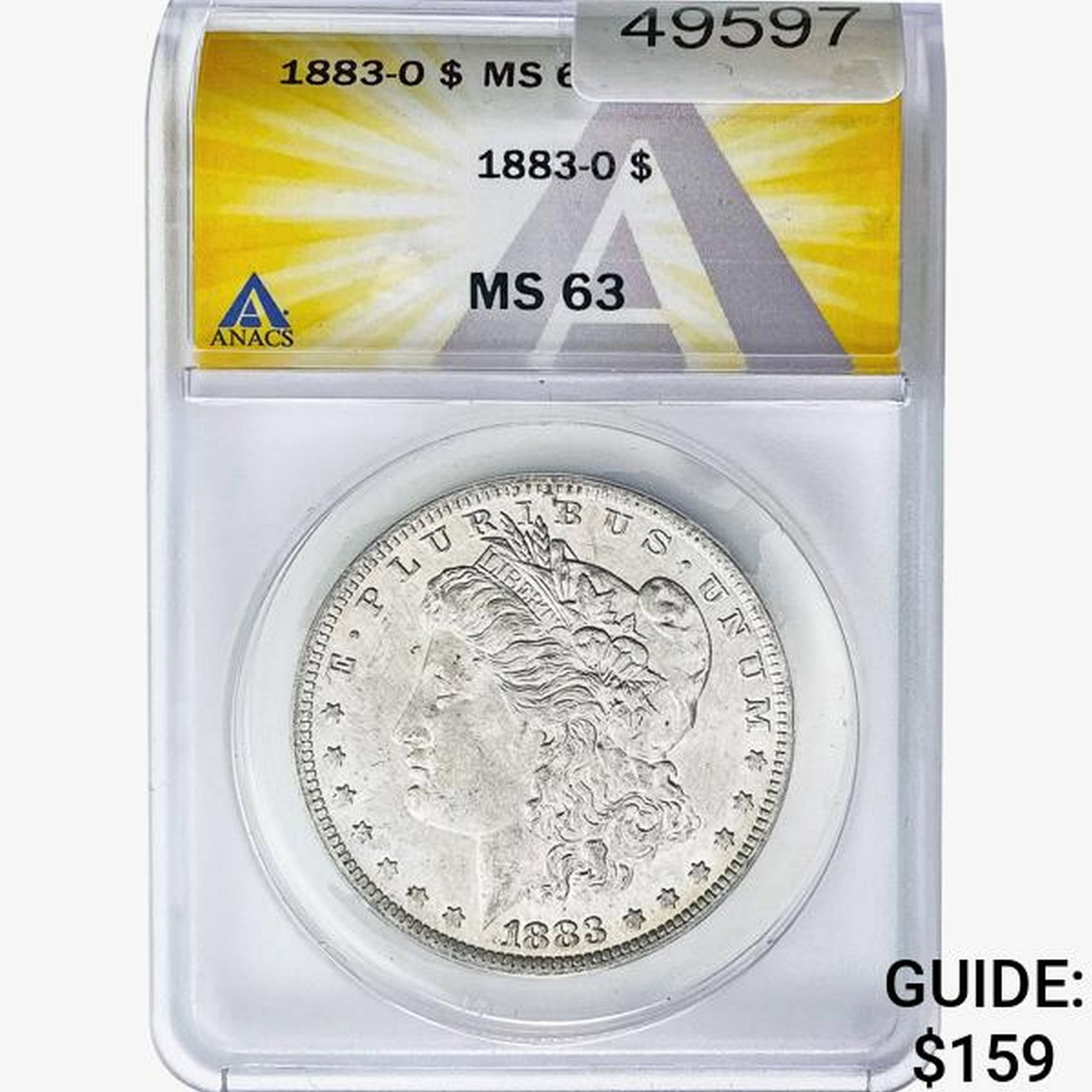 1883-O Morgan Silver Dollar ANACS MS63: 1883-O Morgan Silver Dollar ANACS MS63