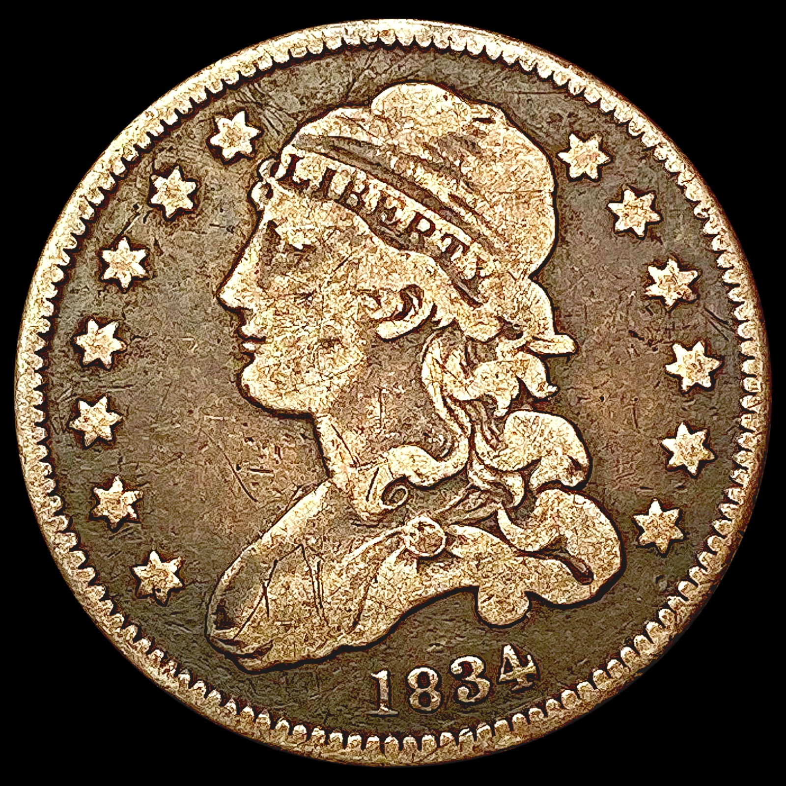 1834 Capped Bust Quarter ABOUT UNCIRCULATED (1 of 2)