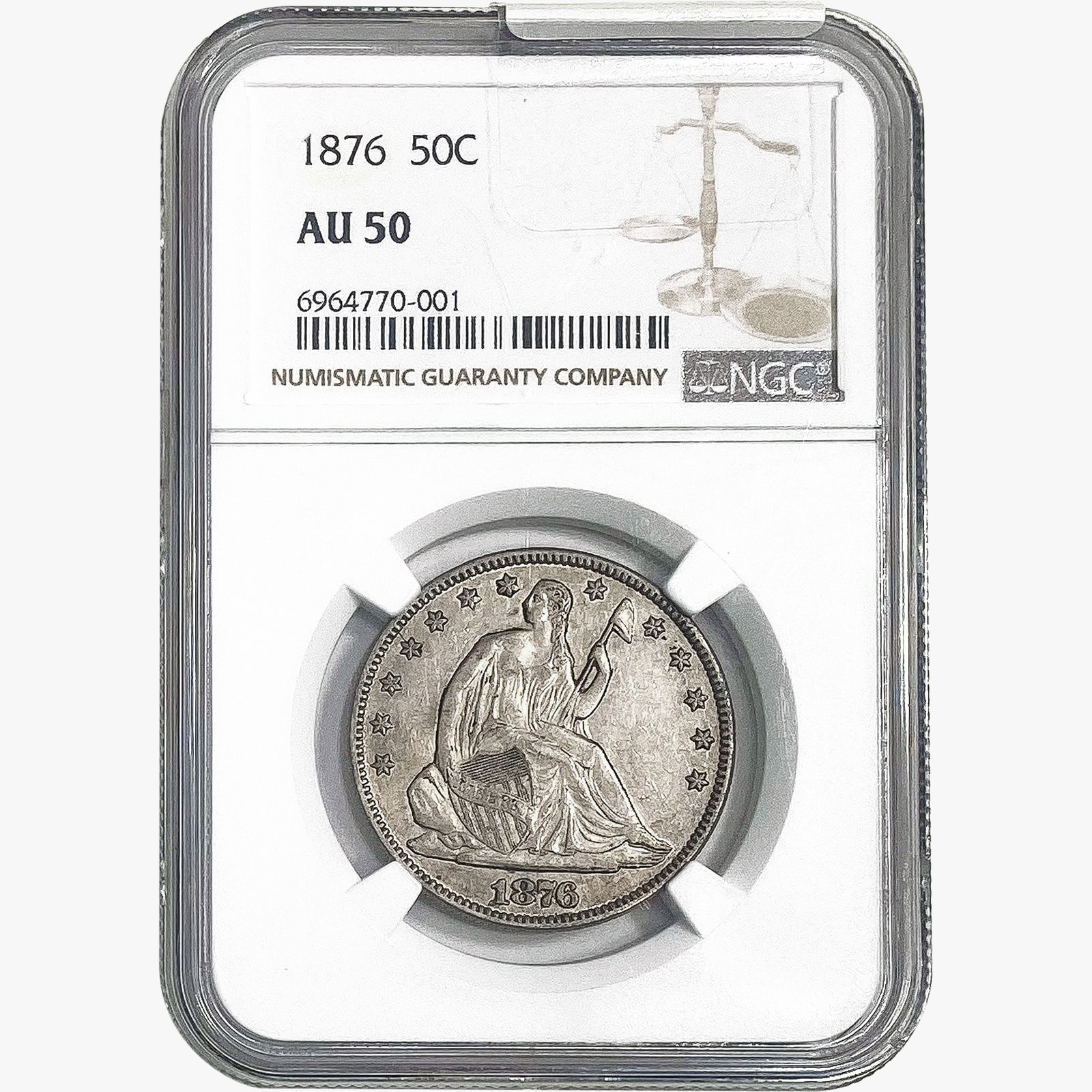 1876 Seated Liberty Half Dollar NGC AU50 (1 of 2)