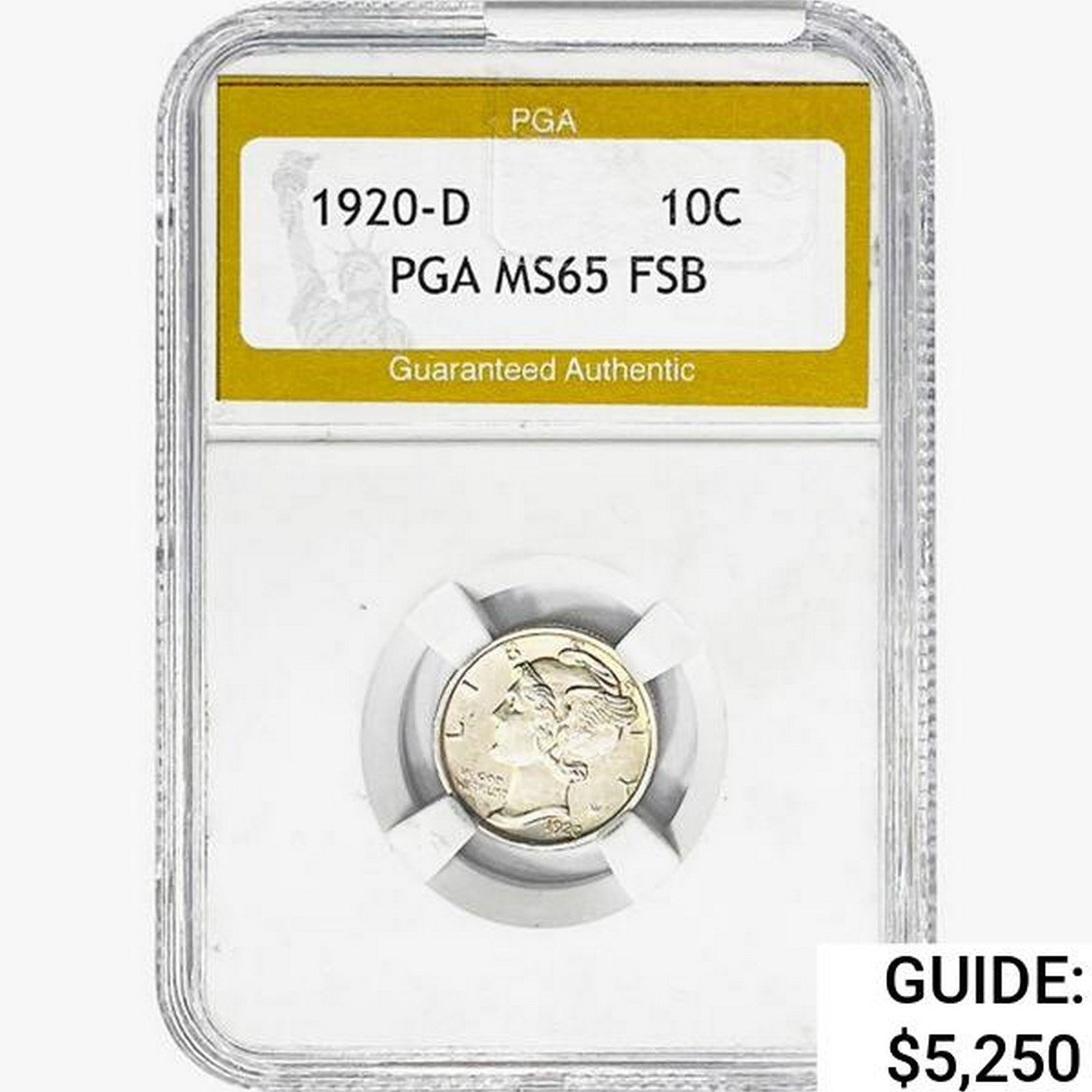 1920-D Mercury Silver Dime PGA MS65 FSB (1 of 2)