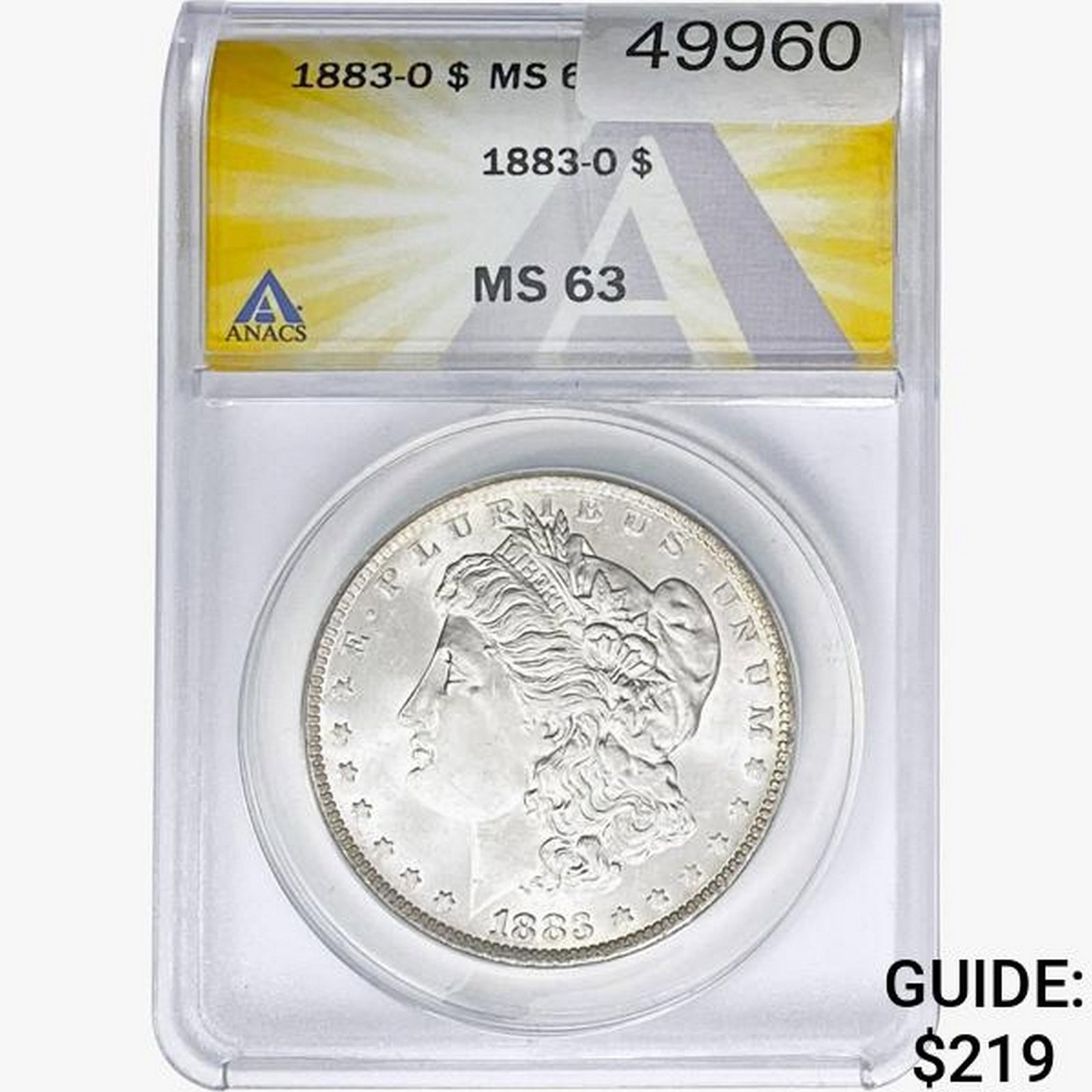 1883-O Morgan Silver Dollar ANACS MS63: 1883-O Morgan Silver Dollar ANACS MS63