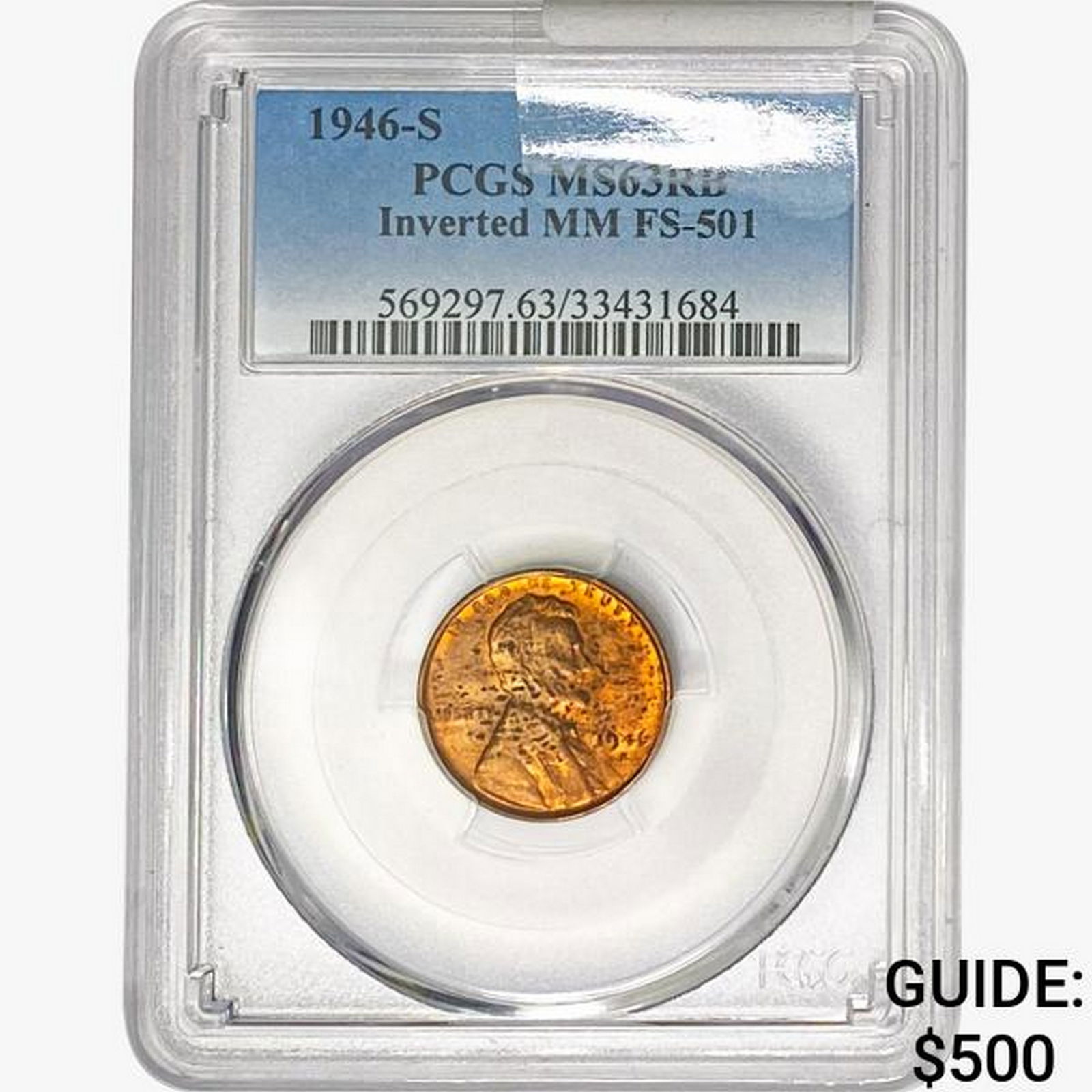1946-S Wheat Cent PCGS MS63 RB, Inverted MM, FS-501 (1 of 2)