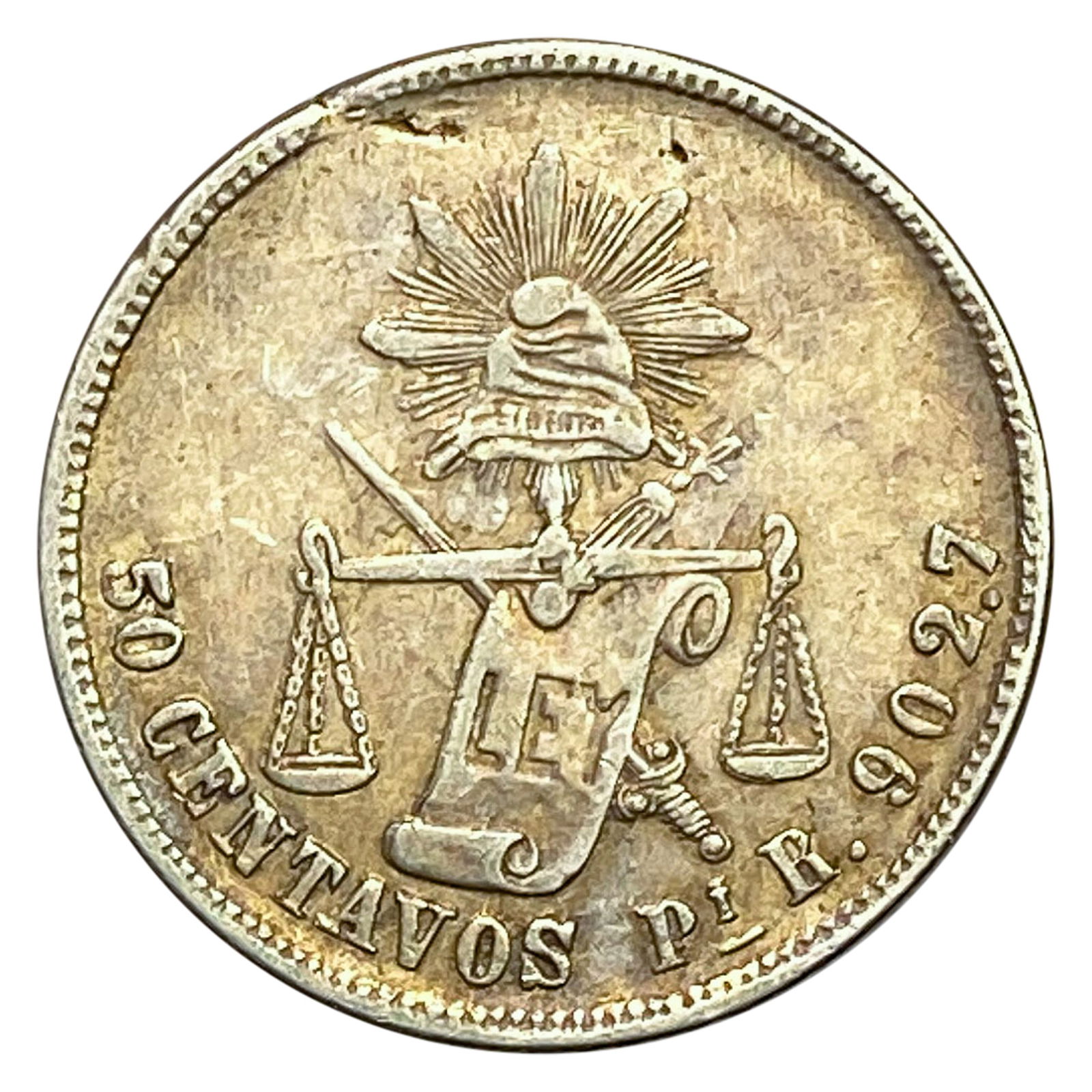 1886 PI R Mexico Silver 50 Centavos Balanza AU (1 of 2)