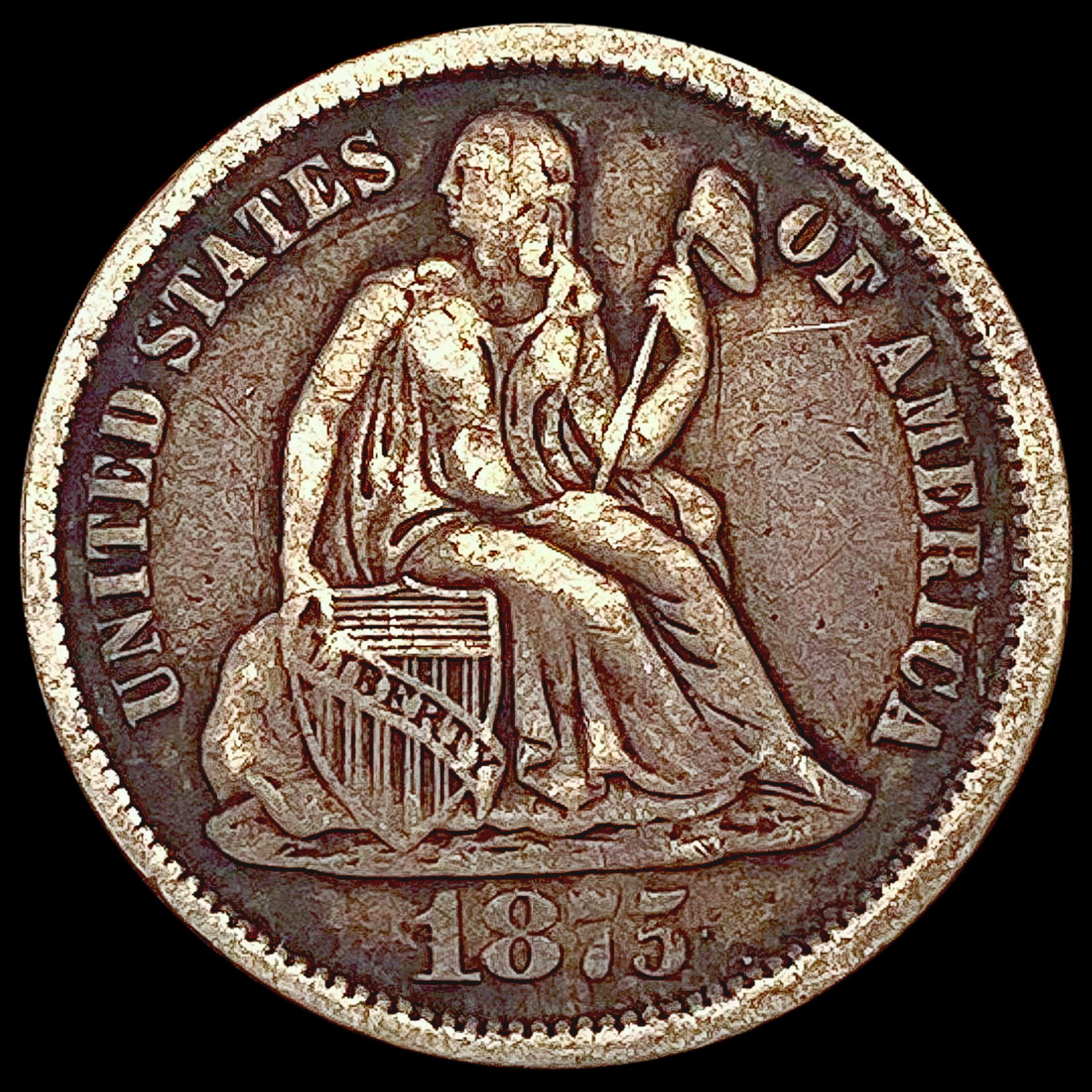 1875-SS Seated Liberty Dime LIGHTLY CIRCULATED (1 of 2)