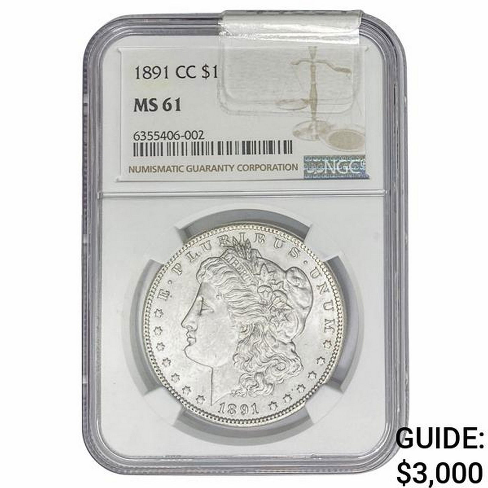 1891-CC Morgan Silver Dollar NGC MS61 (1 of 2)
