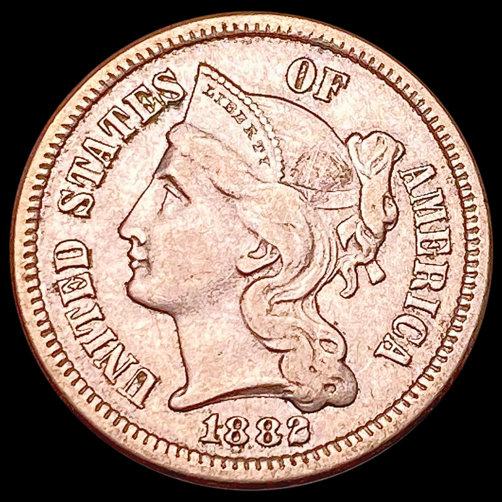 1882 Nickel Three Cent ABOUT UNCIRCULATED (1 of 2)