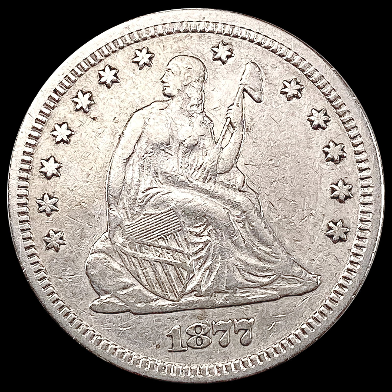 1877 Seated Liberty Quarter NEARLY UNCIRCULATED (1 of 2)