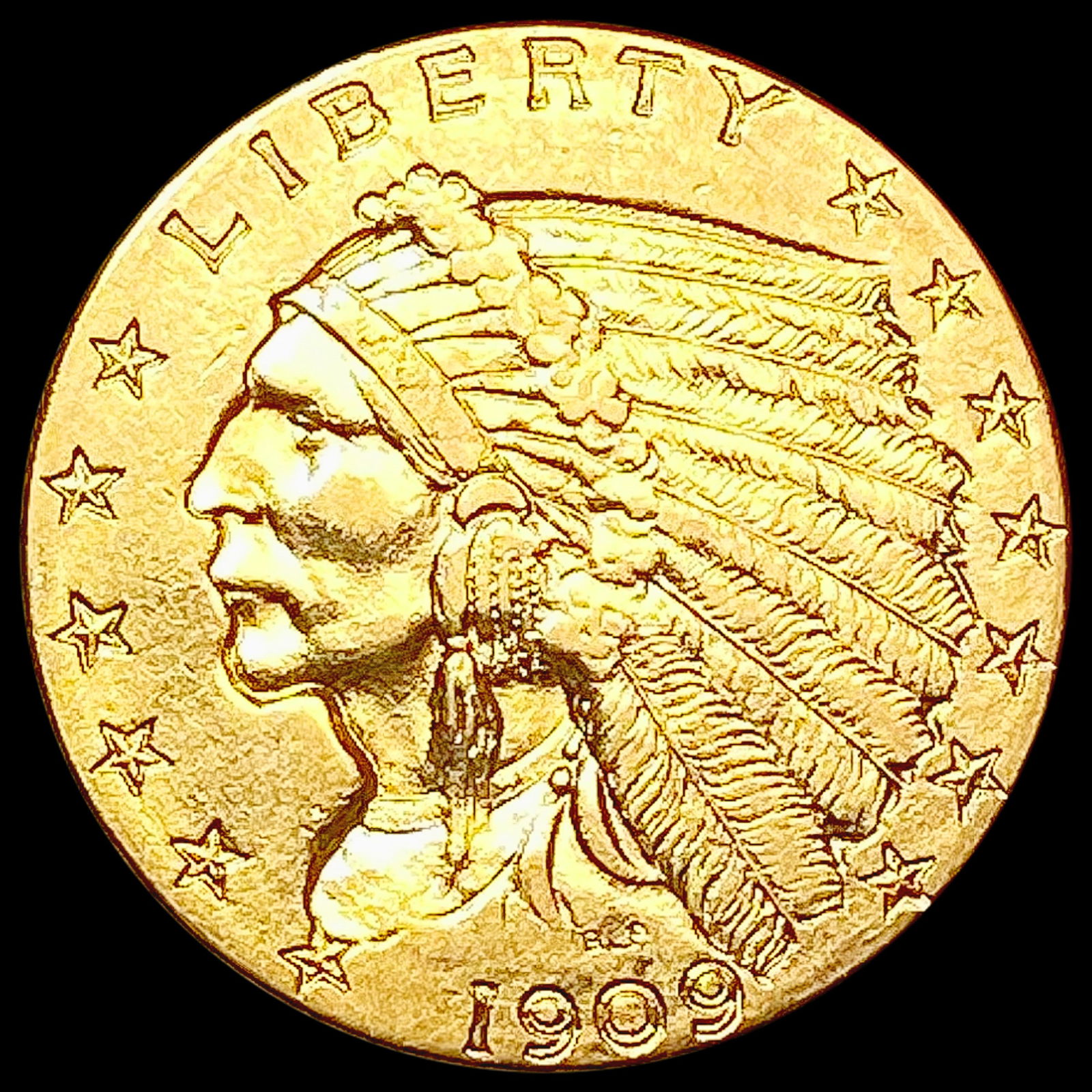 1909 $2.50 Gold Quarter Eagle CLOSELY UNCIRCULATED (1 of 2)