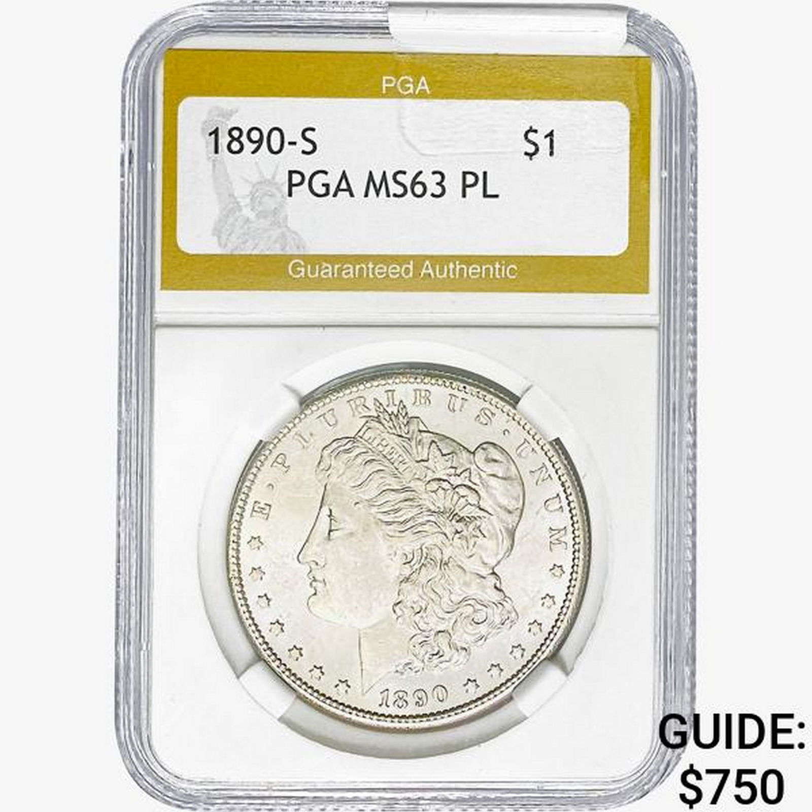 1890-S Morgan Silver Dollar PGA MS63 PL (1 of 2)