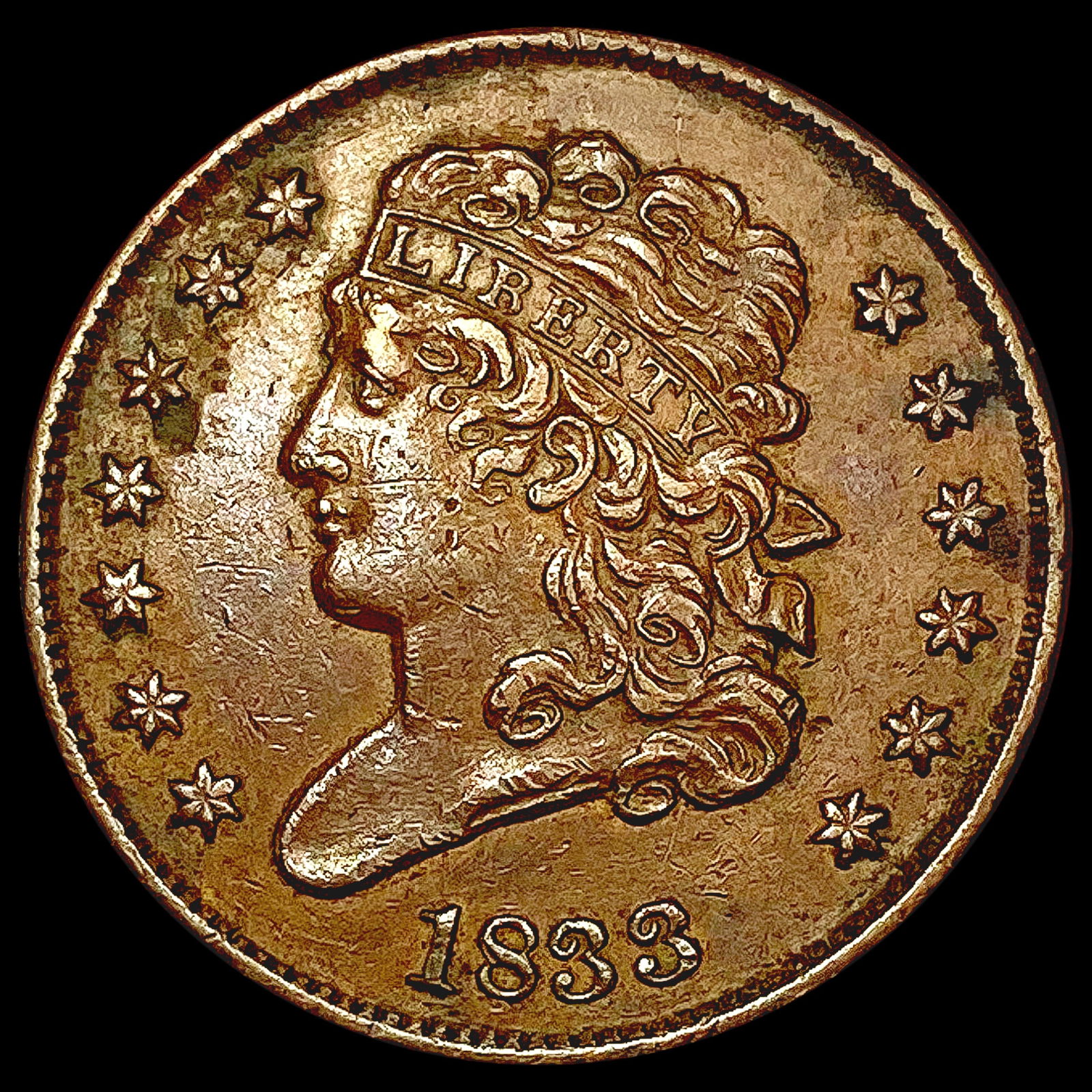 1833 Classic Head Half Cent CLOSELY UNCIRCULATED (1 of 2)