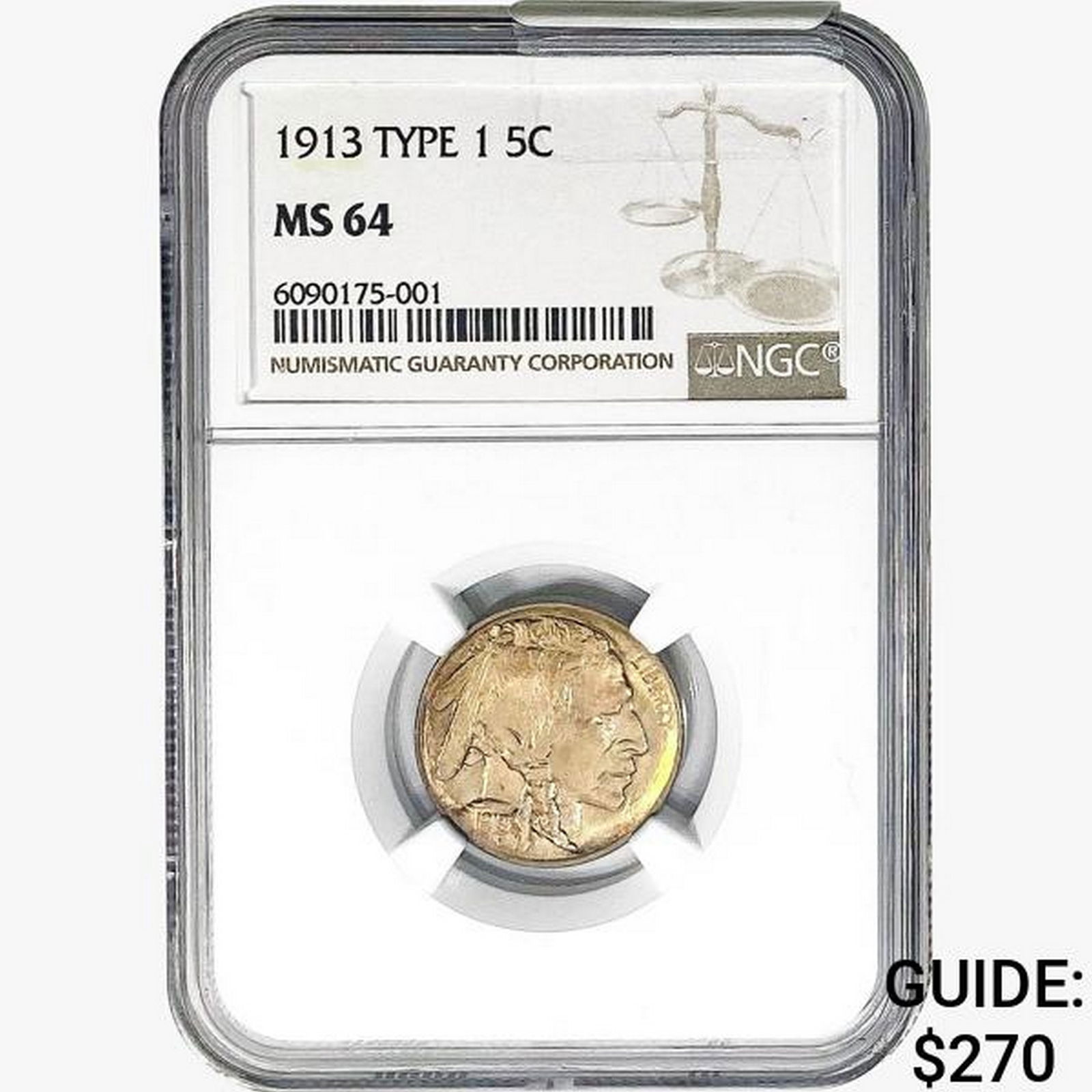 1913 Buffalo Nickel NGC MS64 TY1 (1 of 2)