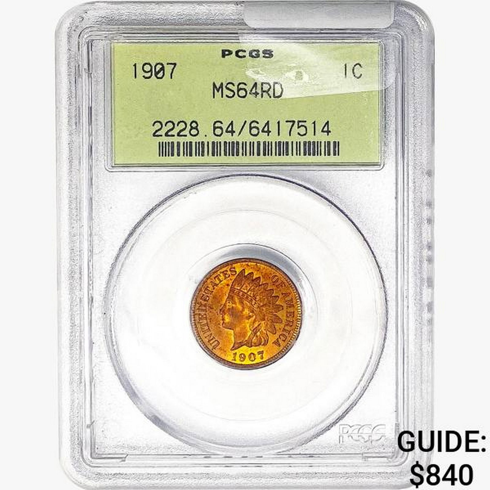 1907 Indian Head Cent PCGS MS64 RD (1 of 2)