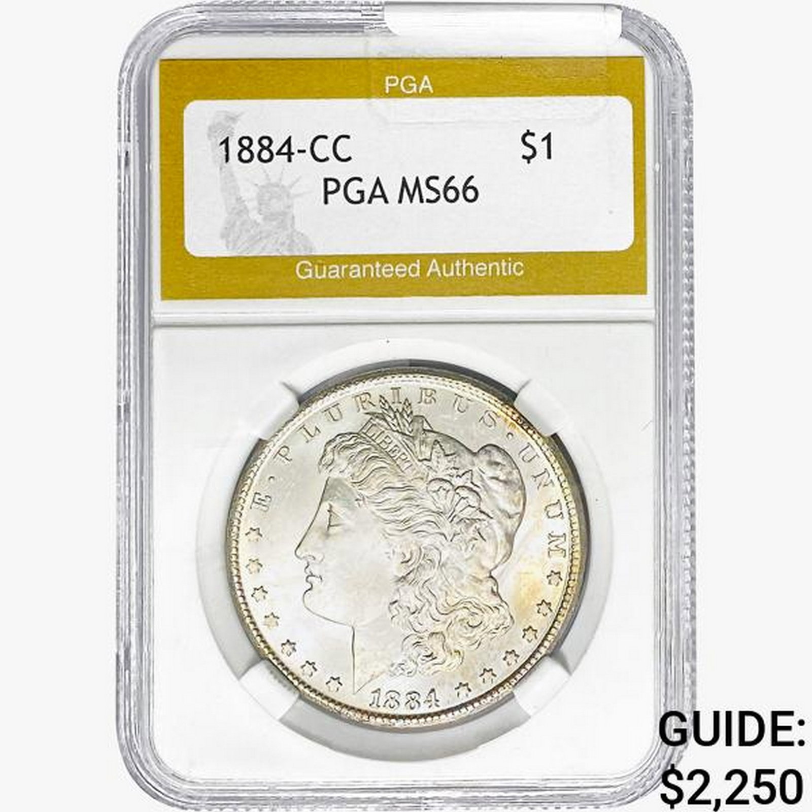 1884-CC Morgan Silver Dollar PGA MS66: 1884-CC Morgan Silver Dollar PGA MS66