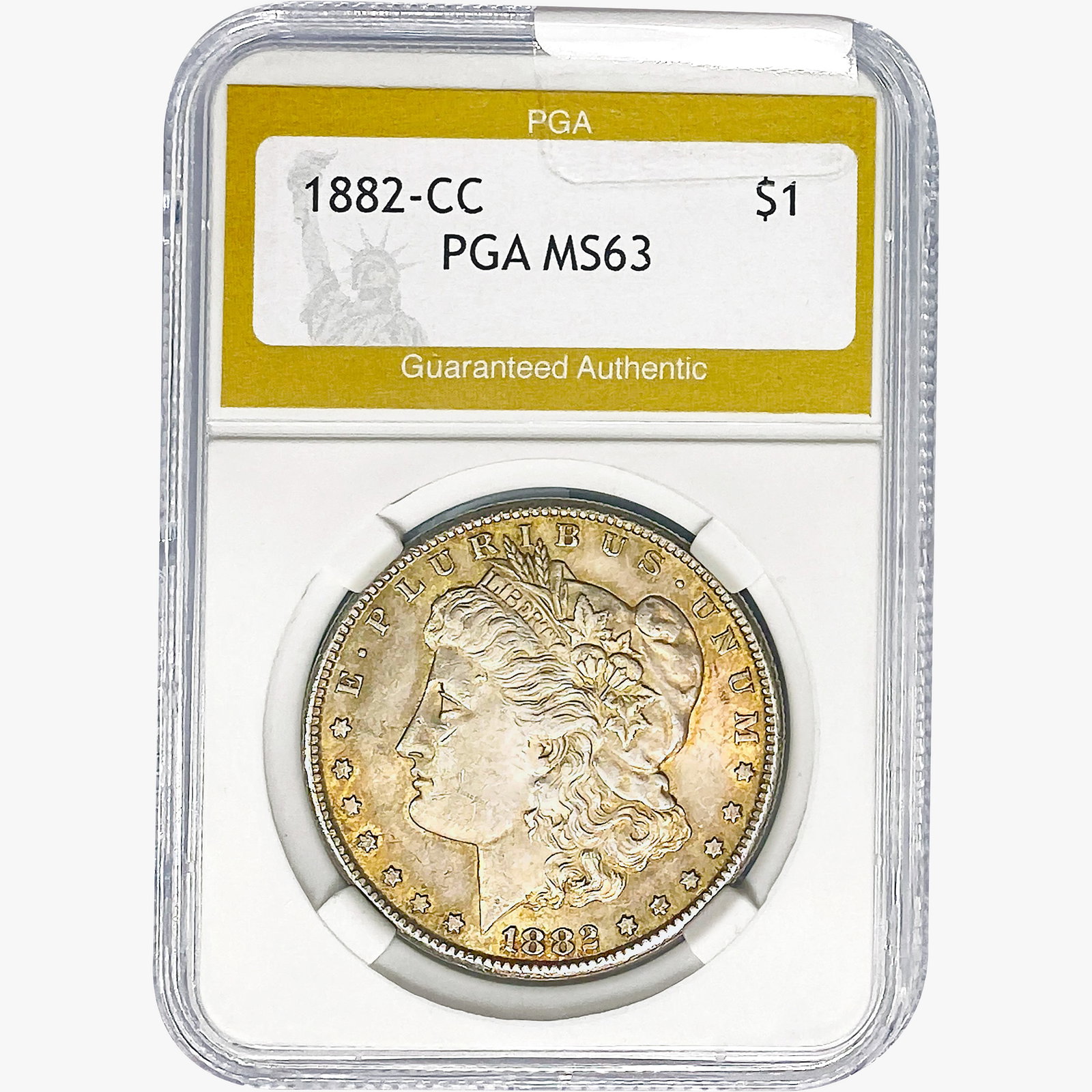 1882-CC Morgan Silver Dollar PGA MS63: 1882-CC Morgan Silver Dollar PGA MS63
