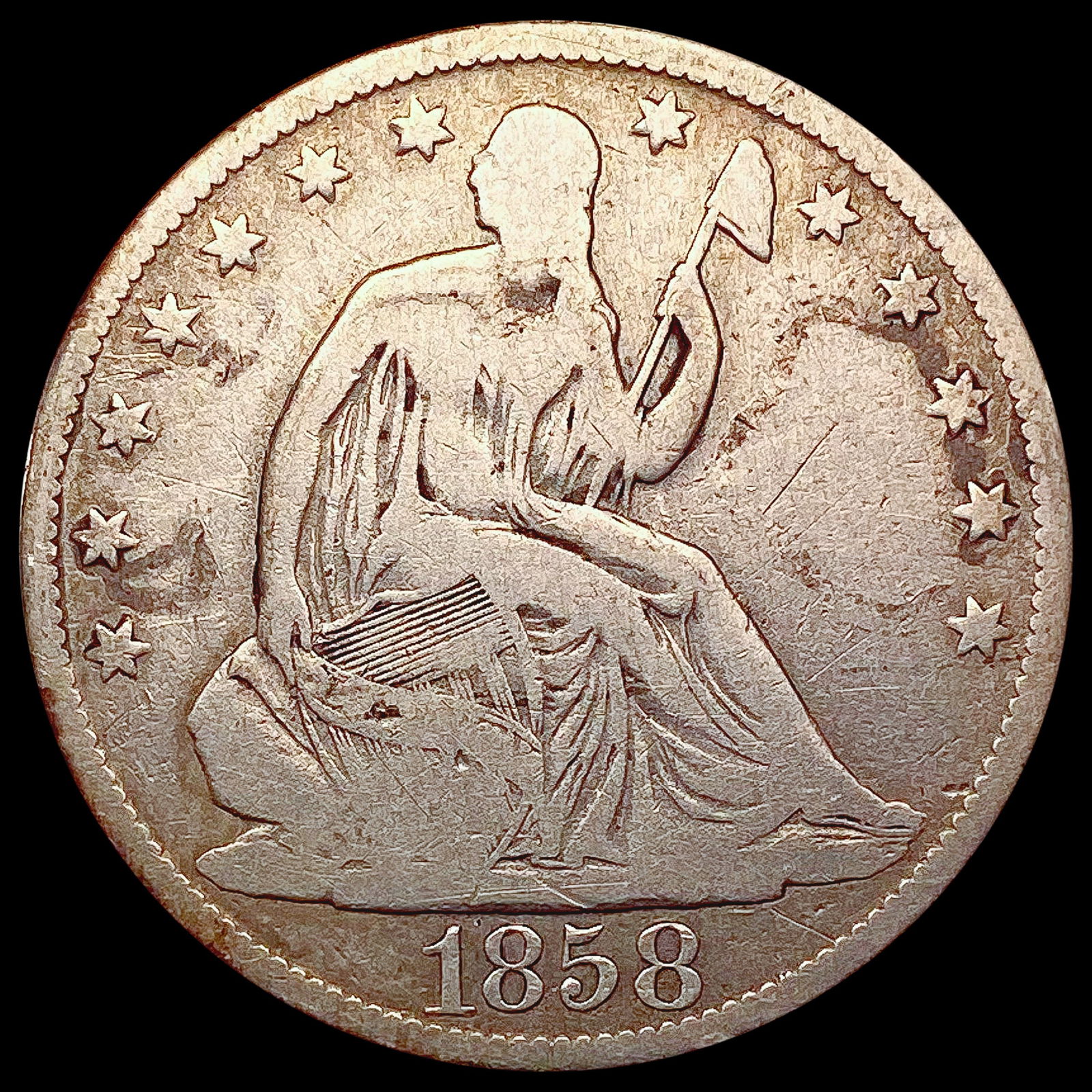 1858-O Seated Liberty Half Dollar NICELY CIRCULATED (1 of 2)