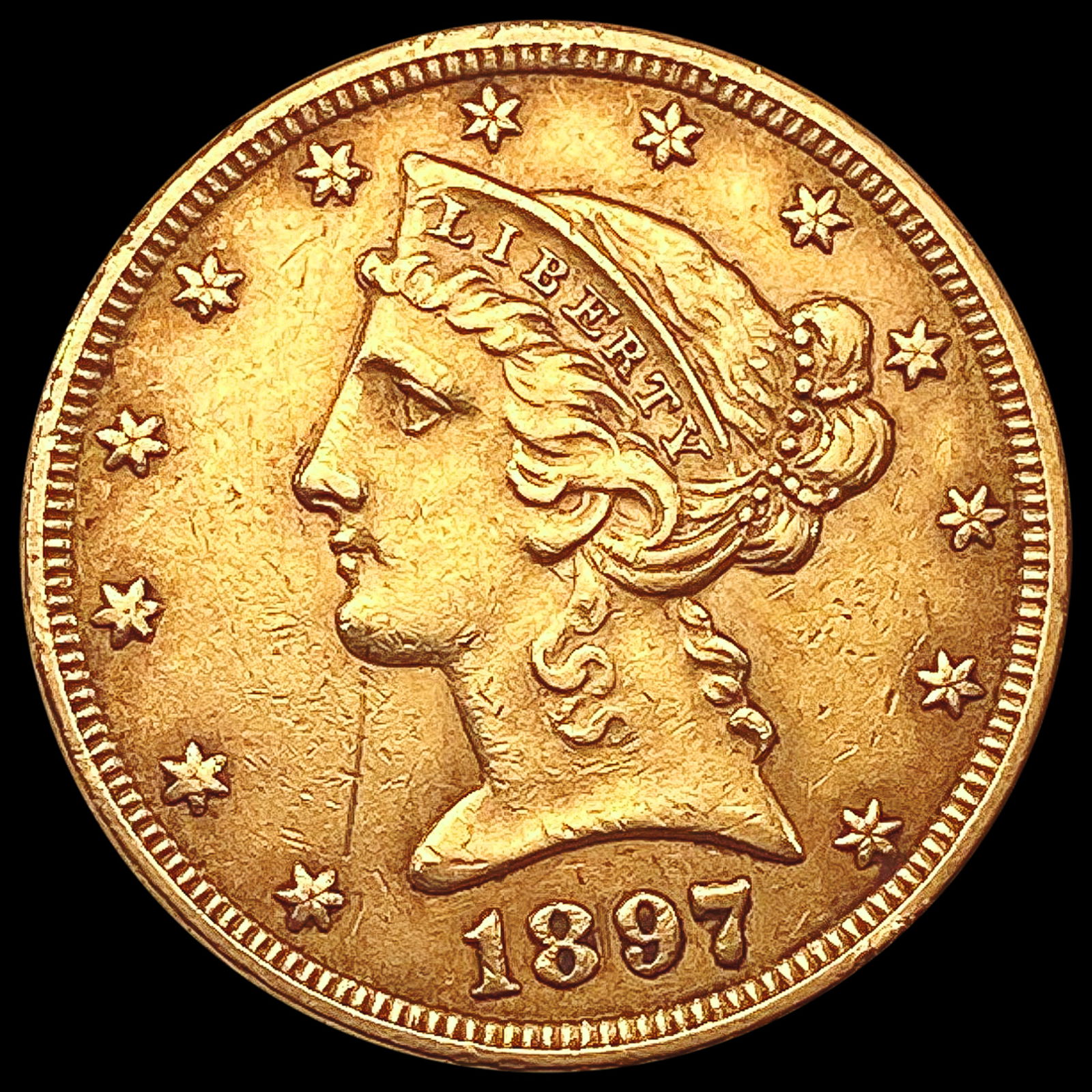 1897 $5 Gold Half Eagle CLOSELY UNCIRCULATED (1 of 2)
