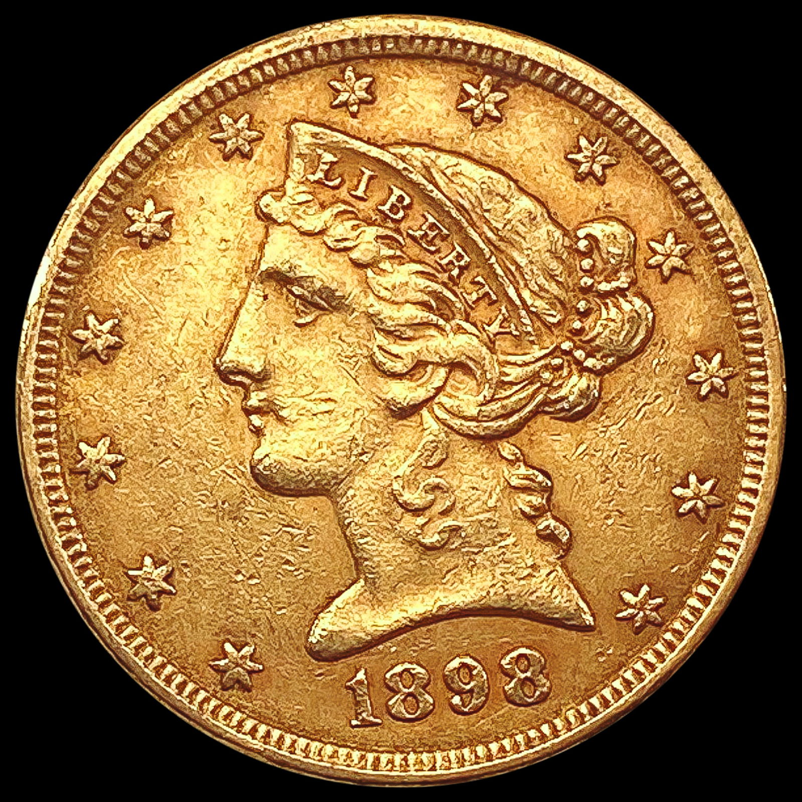 1898 $5 Gold Half Eagle CLOSELY UNCIRCULATED (1 of 2)