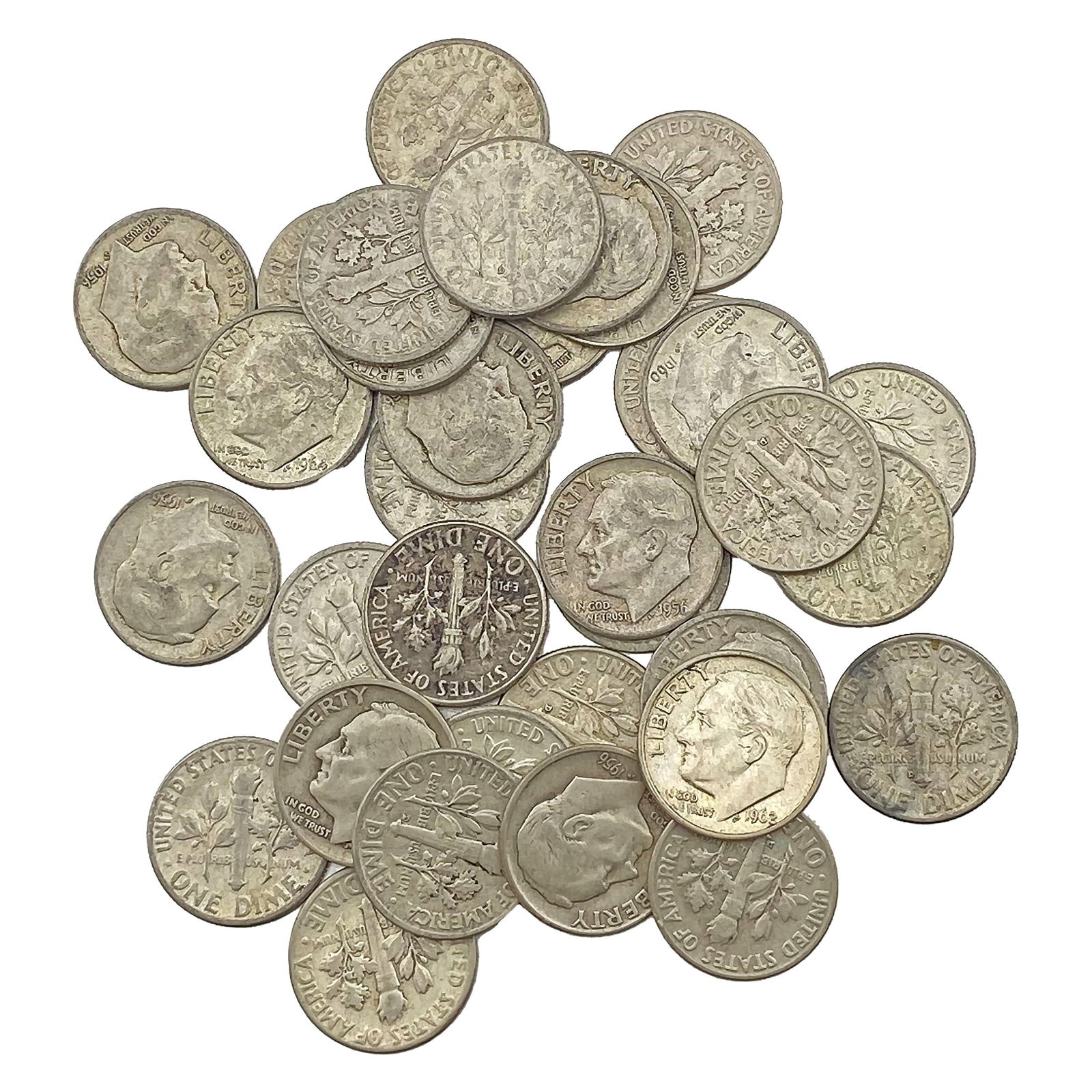1946-1964 34 Silver Roosevelt Dimes Lot [34 Coins] (1 of 1)