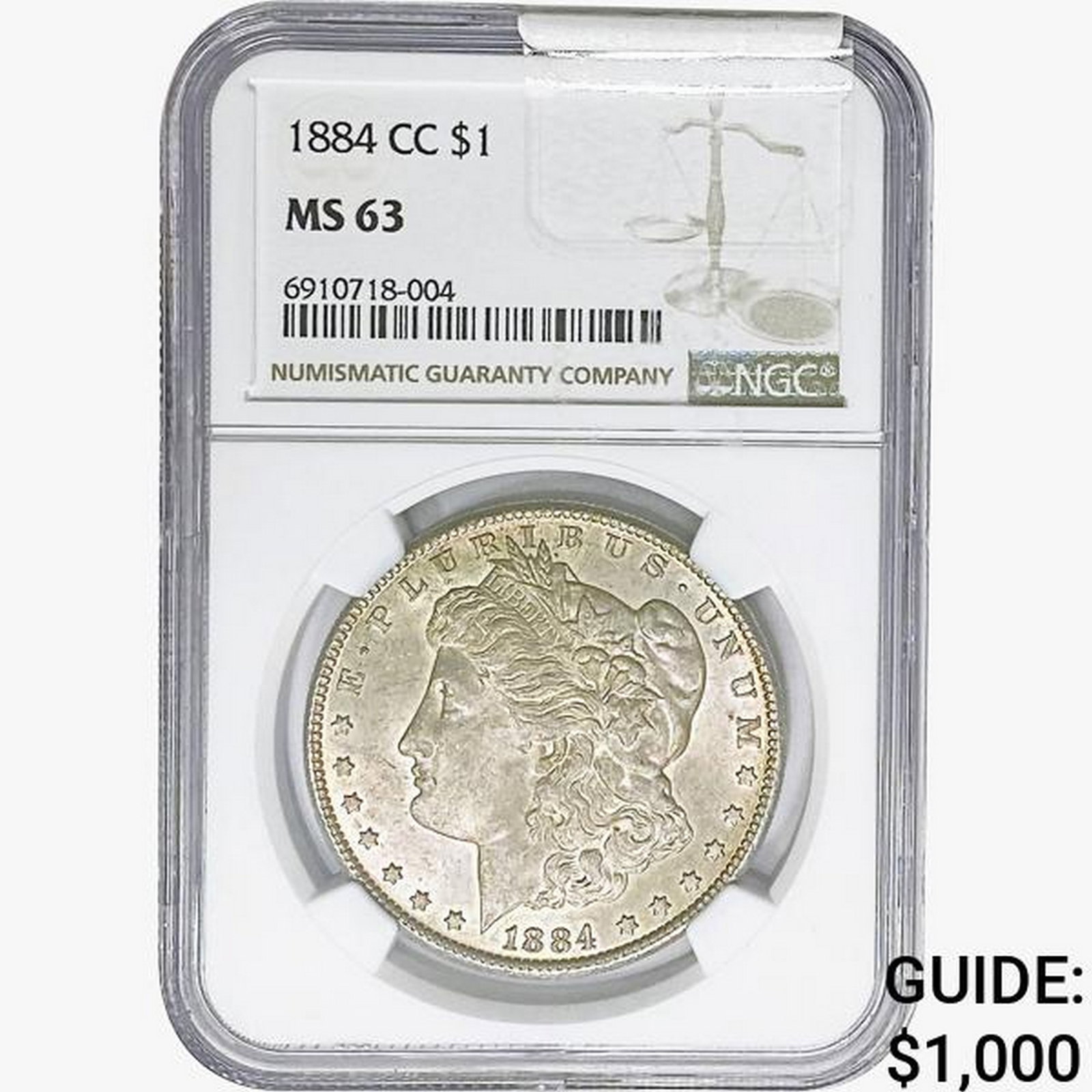 1884-CC Morgan Silver Dollar NGC MS63: 1884-CC Morgan Silver Dollar NGC MS63