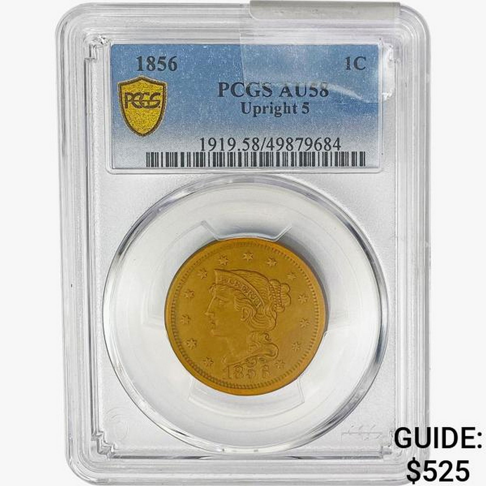 1856 Braided Hair Large Cent PCGS AU58 Upright 5 (1 of 2)