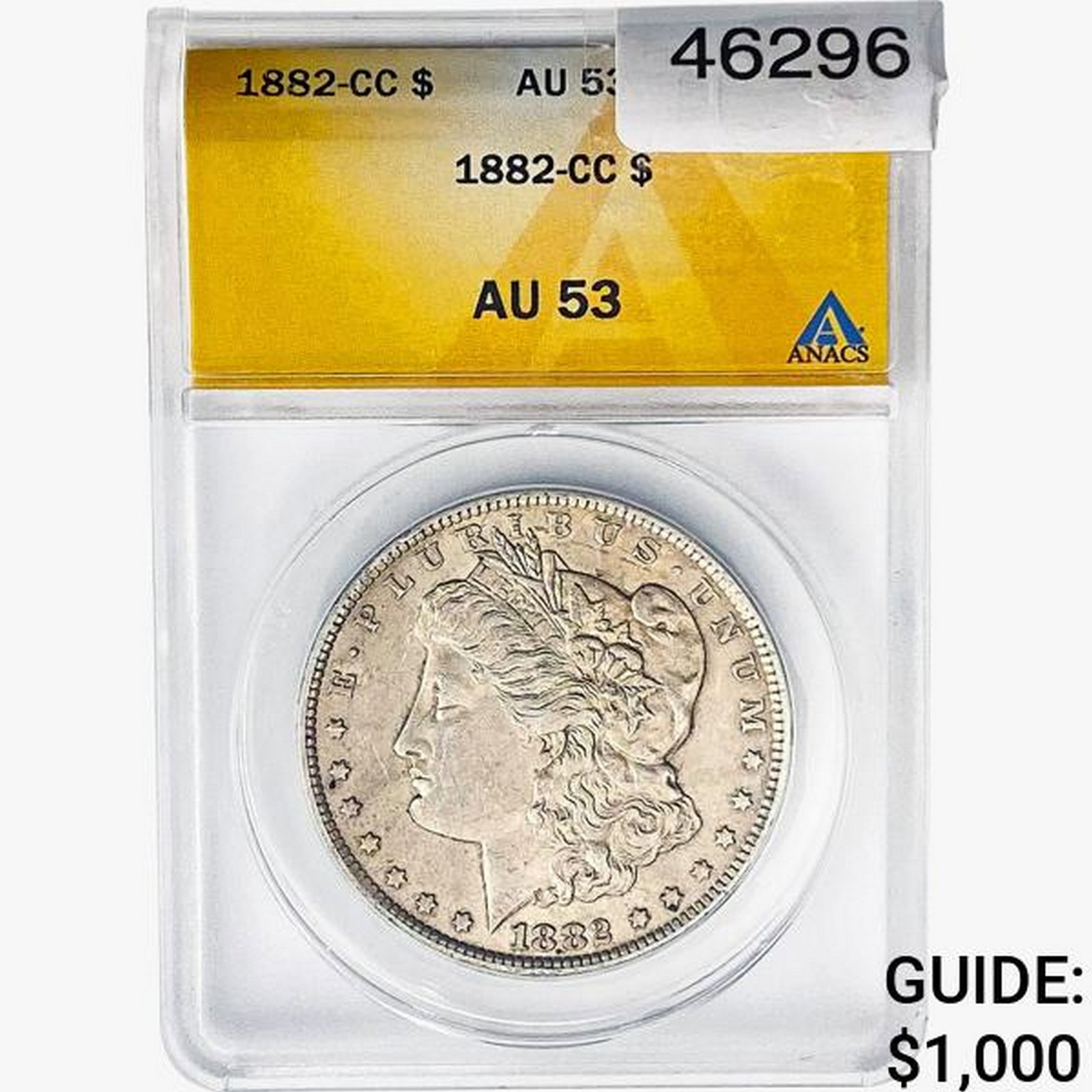 1882-CC Morgan Silver Dollar ANACS AU53: 1882-CC Morgan Silver Dollar ANACS AU53