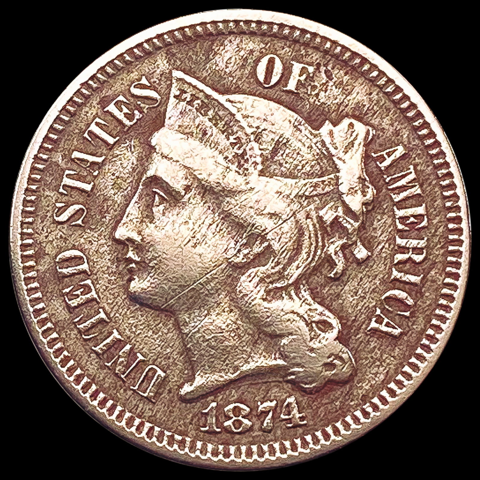 1874 Nickel Three Cent LIGHTLY CIRCULATED (1 of 2)