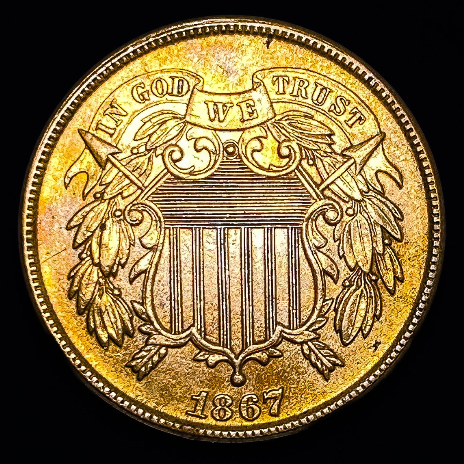 1867 RED  Two Cent Piece UNCIRCULATED (1 of 2)