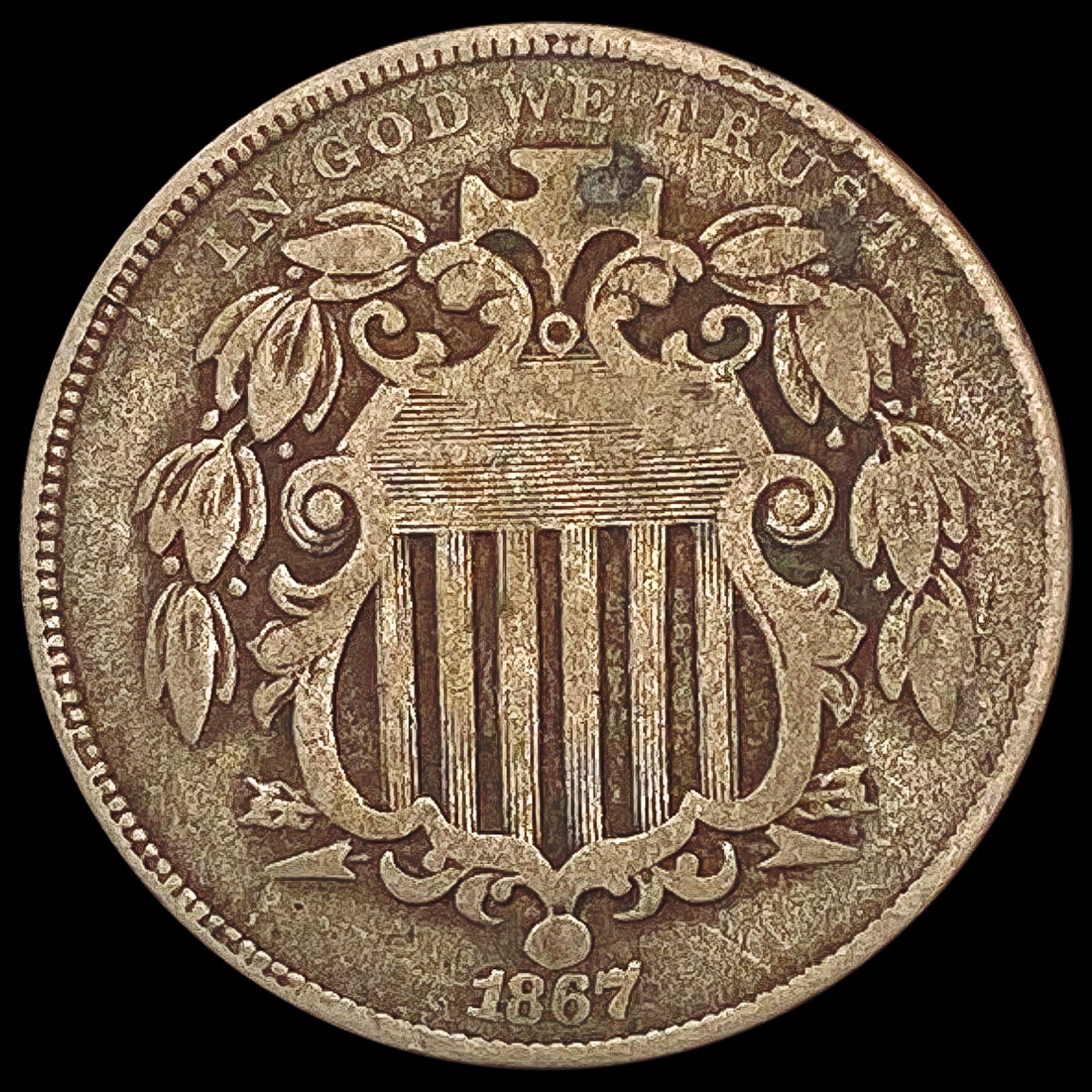 1867 Rays Shield Nickel NICELY CIRCULATED (1 of 2)