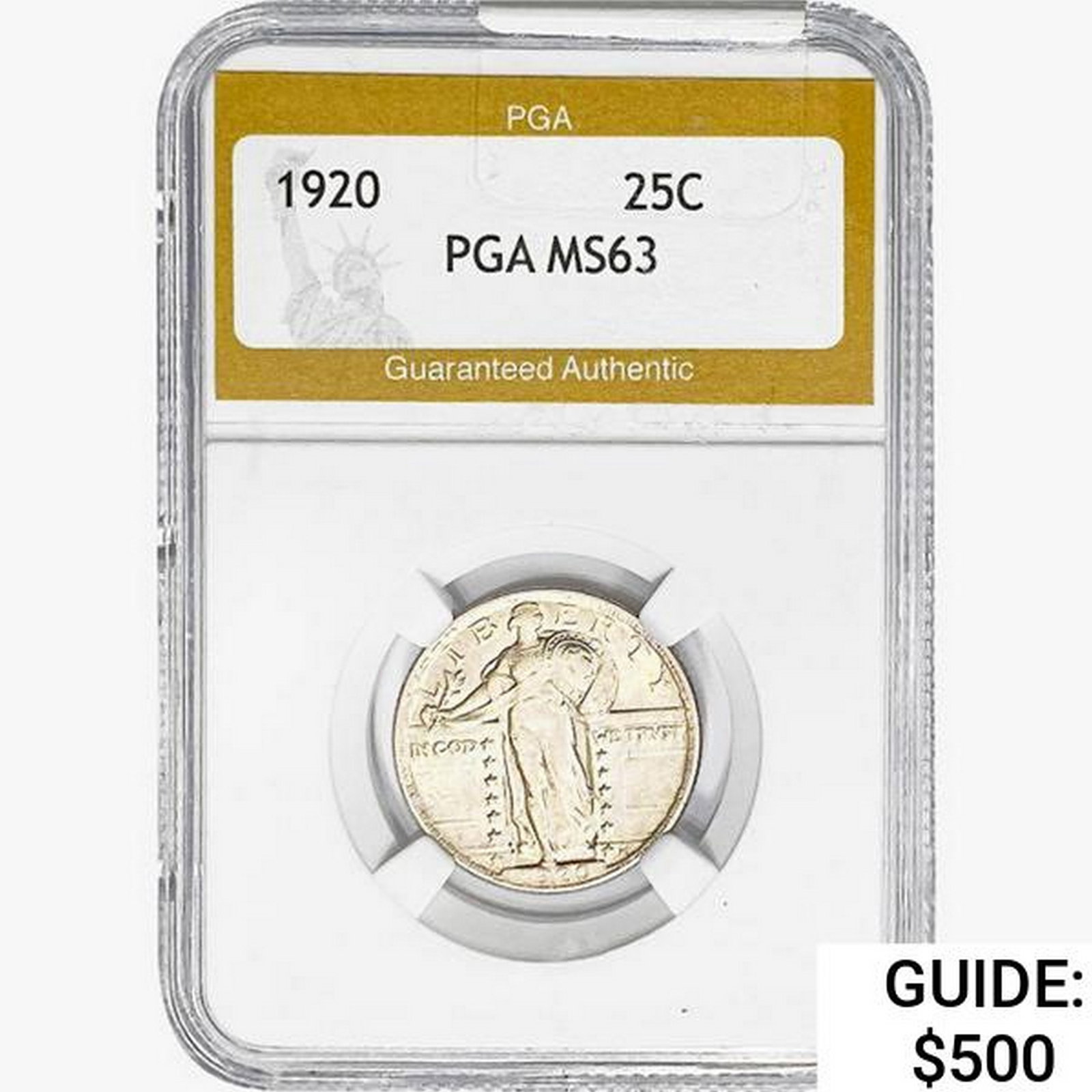 1920 Standing Liberty Quarter PGA MS63: 1920 Standing Liberty Quarter PGA MS63