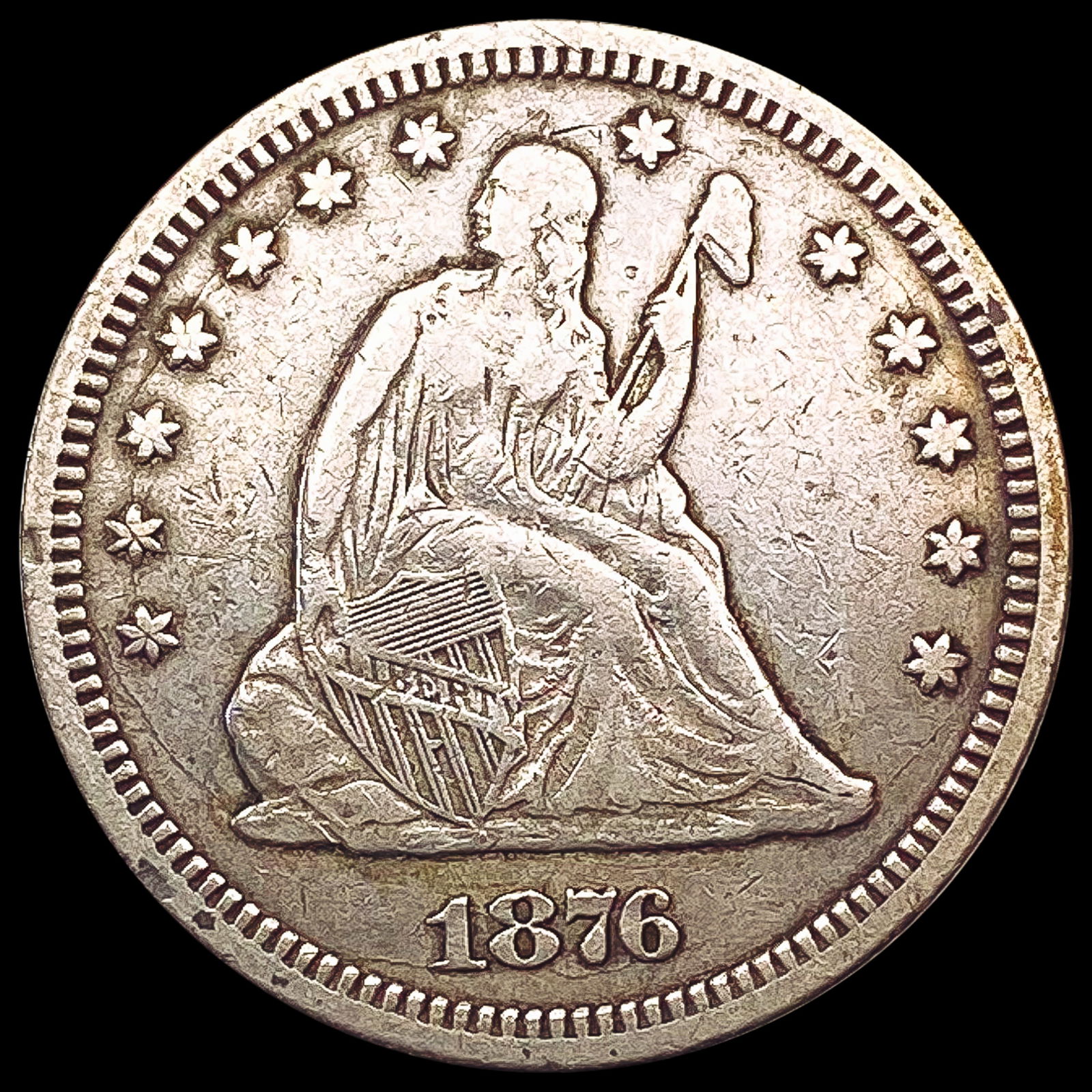 1876-CC Seated Liberty Quarter LIGHTLY CIRCULATED (1 of 2)