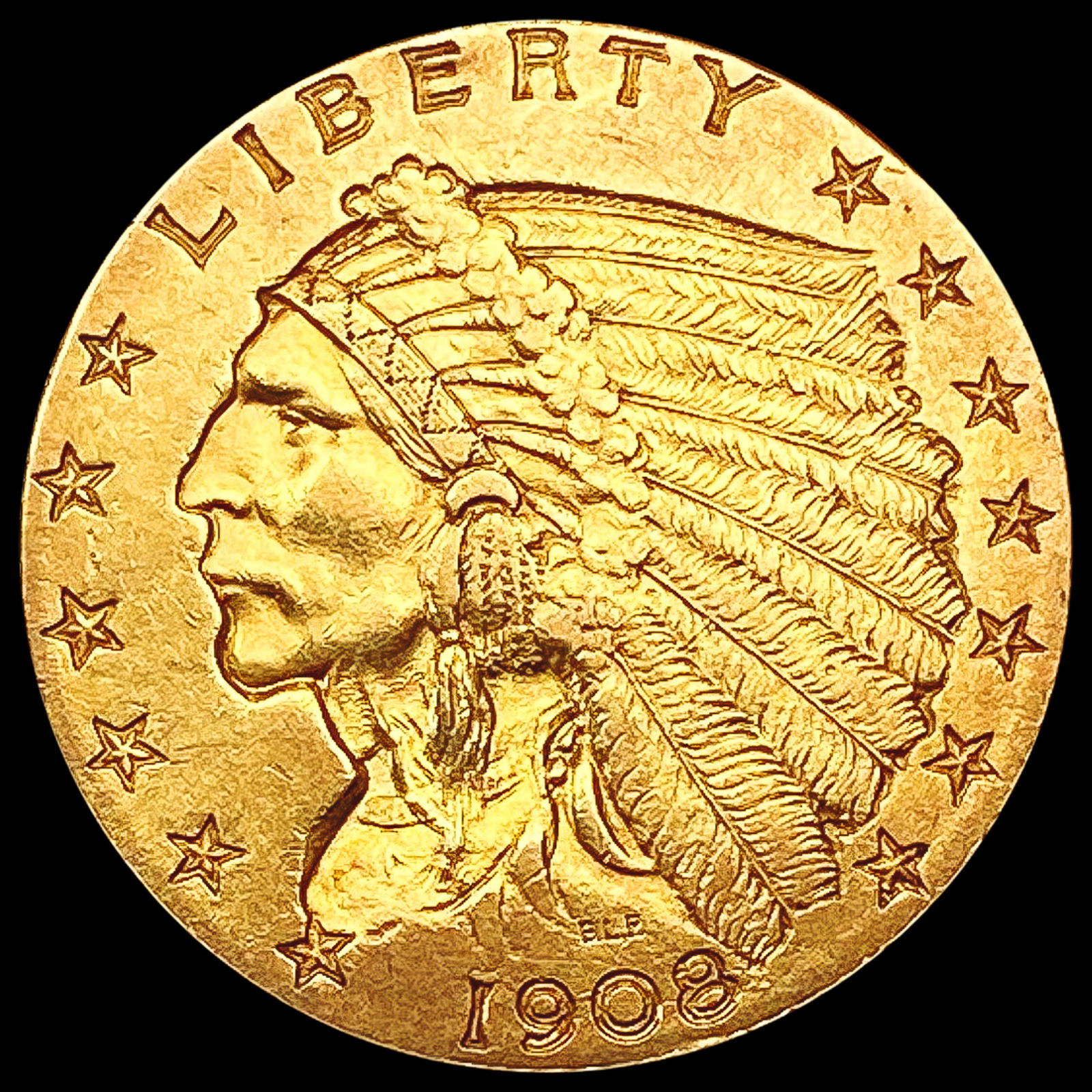 1908 $2.50 Gold Quarter Eagle CLOSELY UNCIRCULATED (1 of 2)