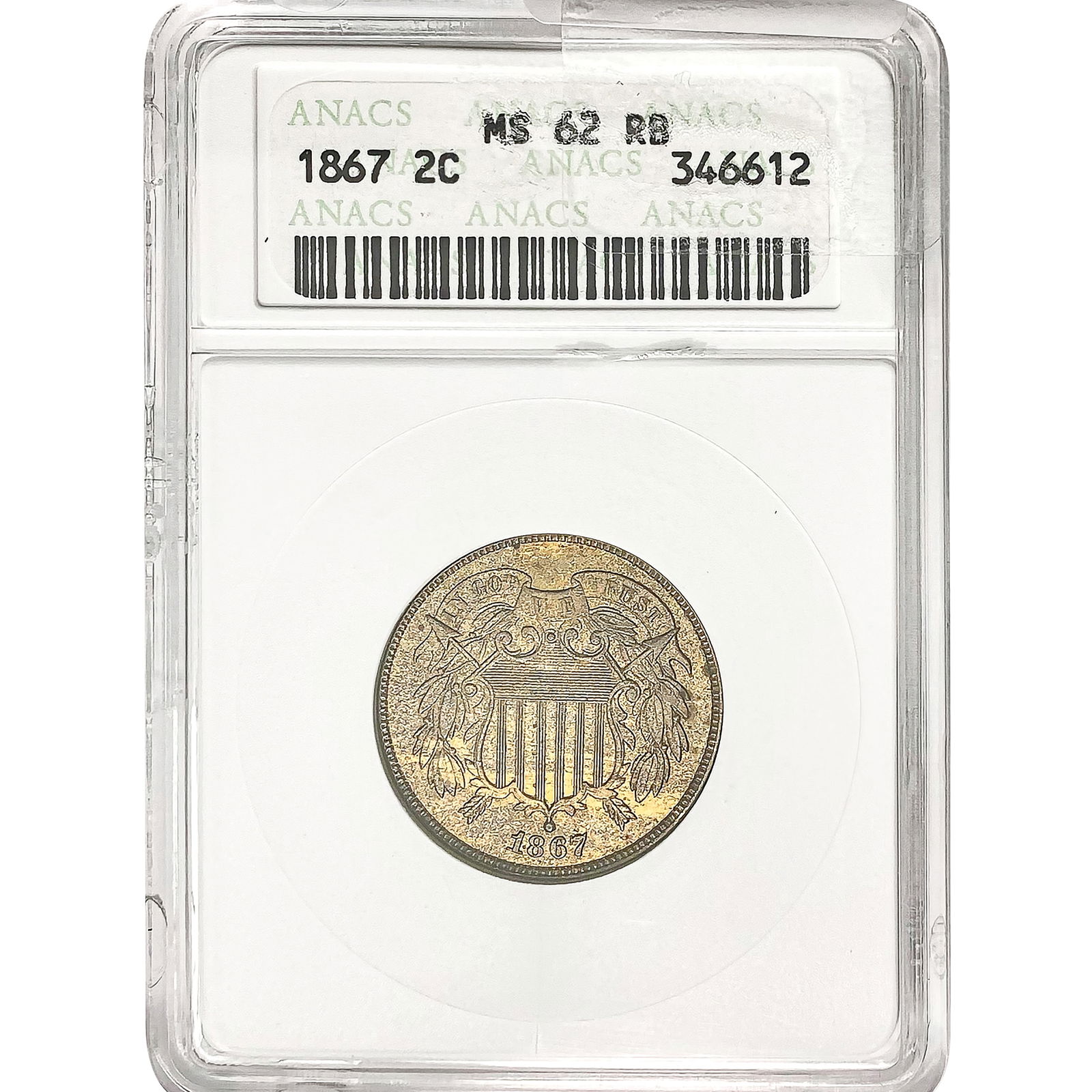 1867 Two Cent Piece ANACS MS62 RB (1 of 2)