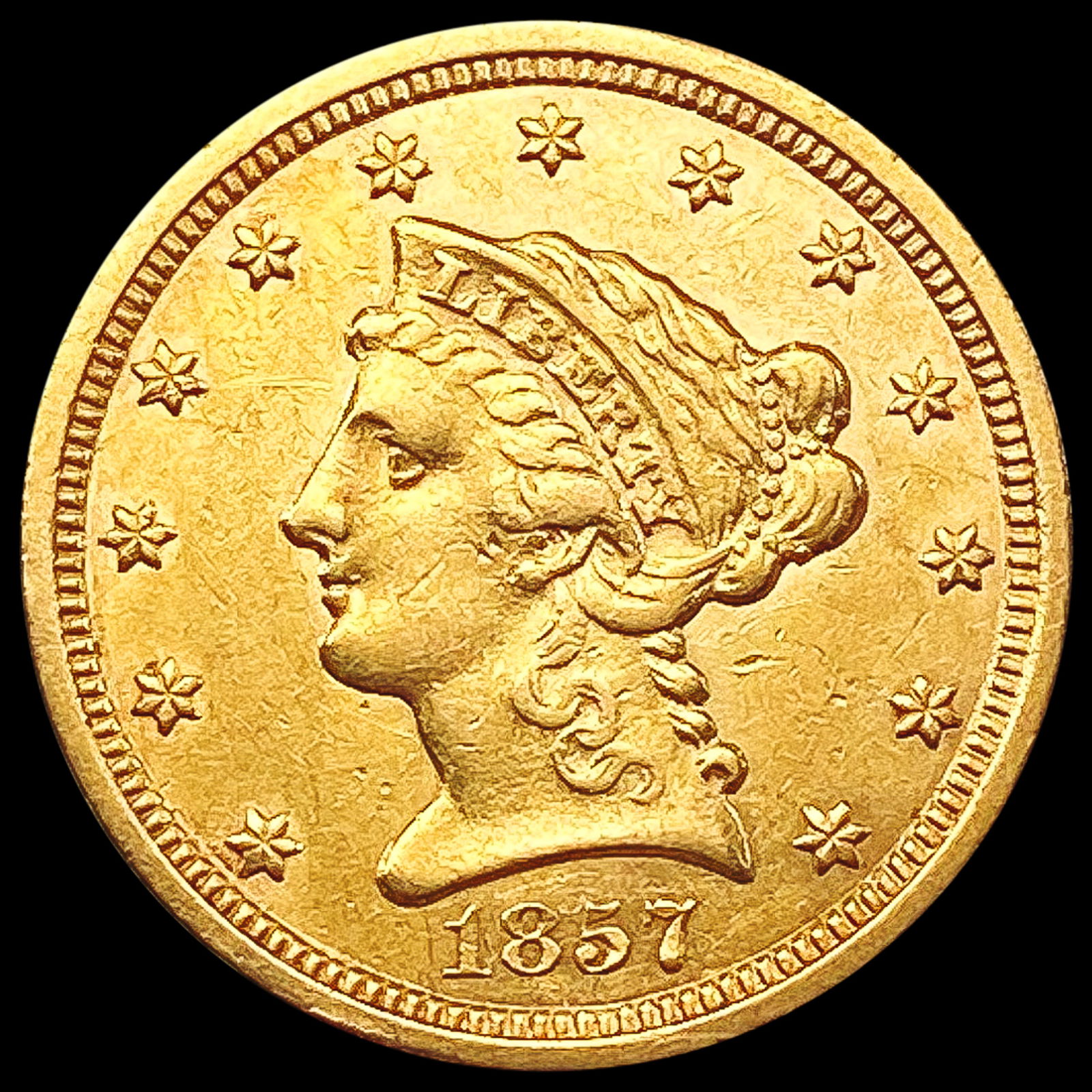 1857 $2.50 Gold Quarter Eagle NEARLY UNCIRCULATED (1 of 2)