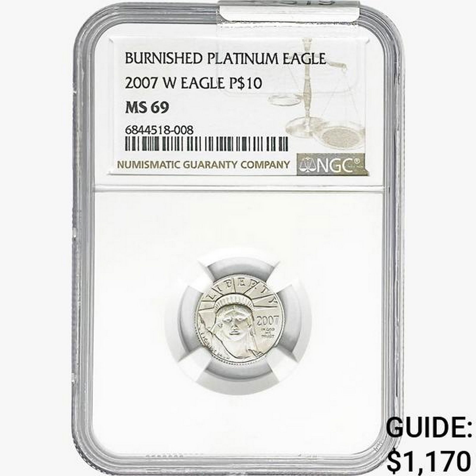 2007-W 1/10oz Platinum $10 NGC MS69 Burnished (1 of 2)