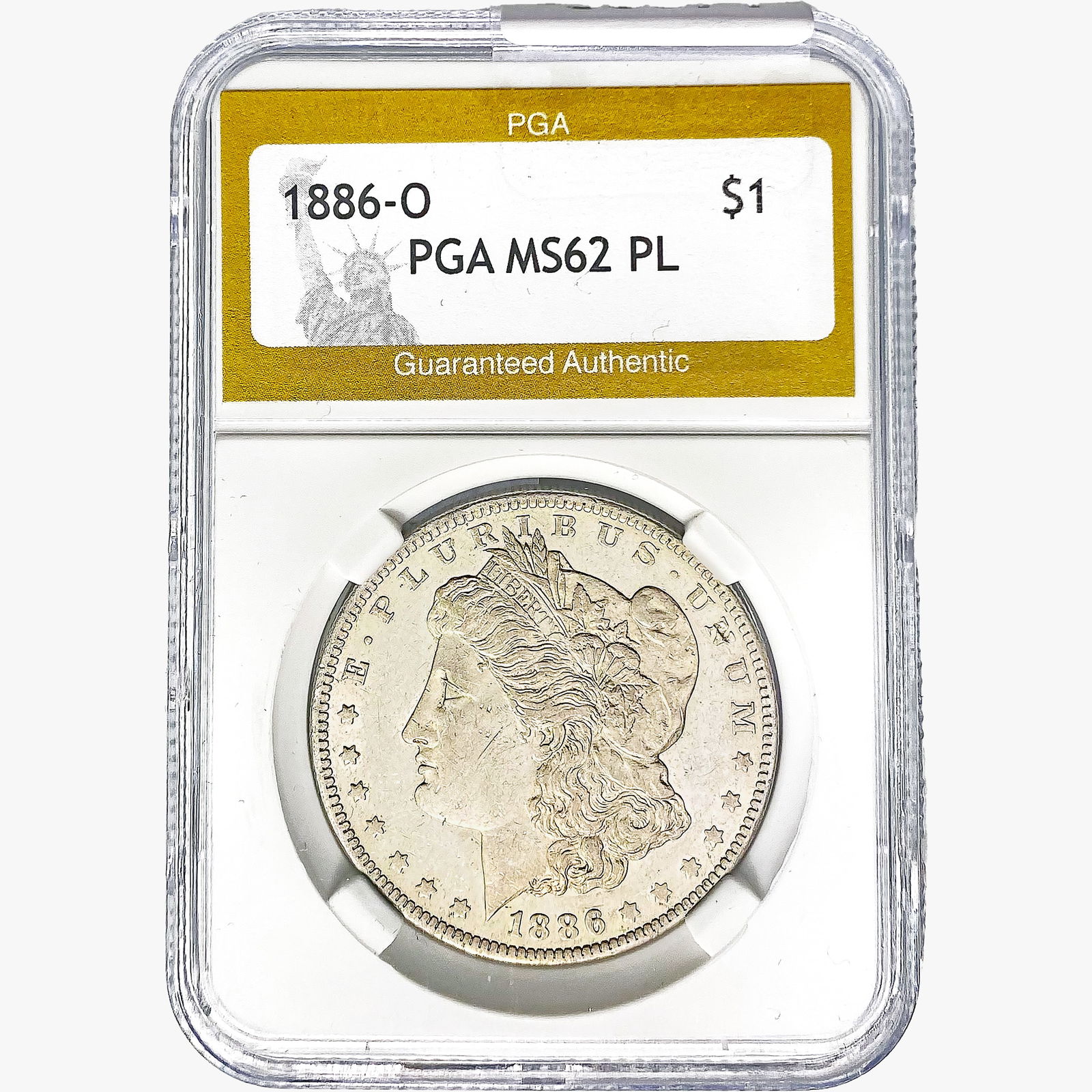 1886-O Morgan Silver Dollar PGA MS62 PL (1 of 2)