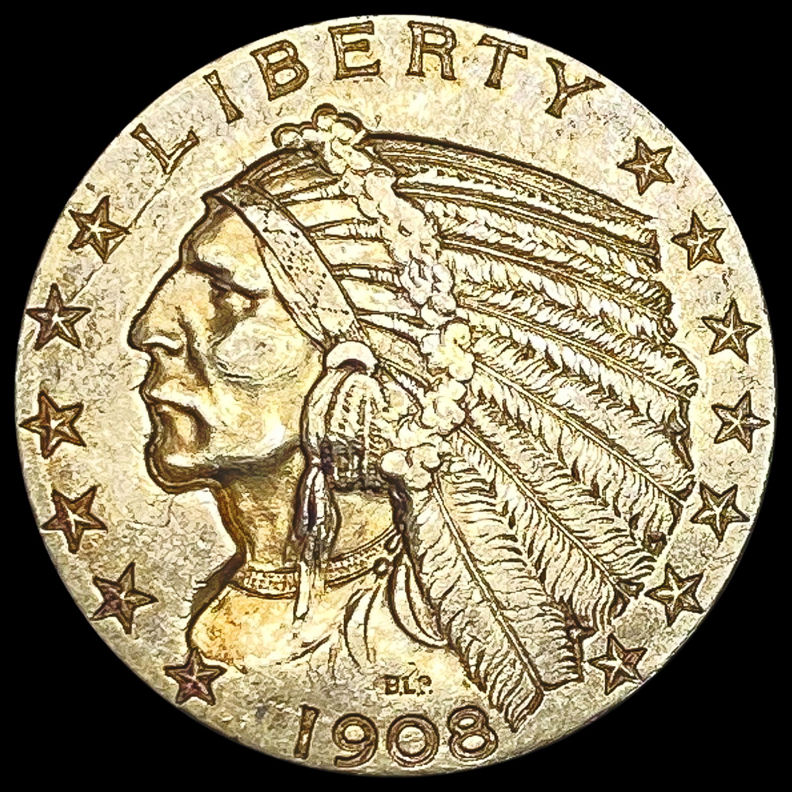 1908 $5 Gold Half Eagle CLOSELY UNCIRCULATED (1 of 2)