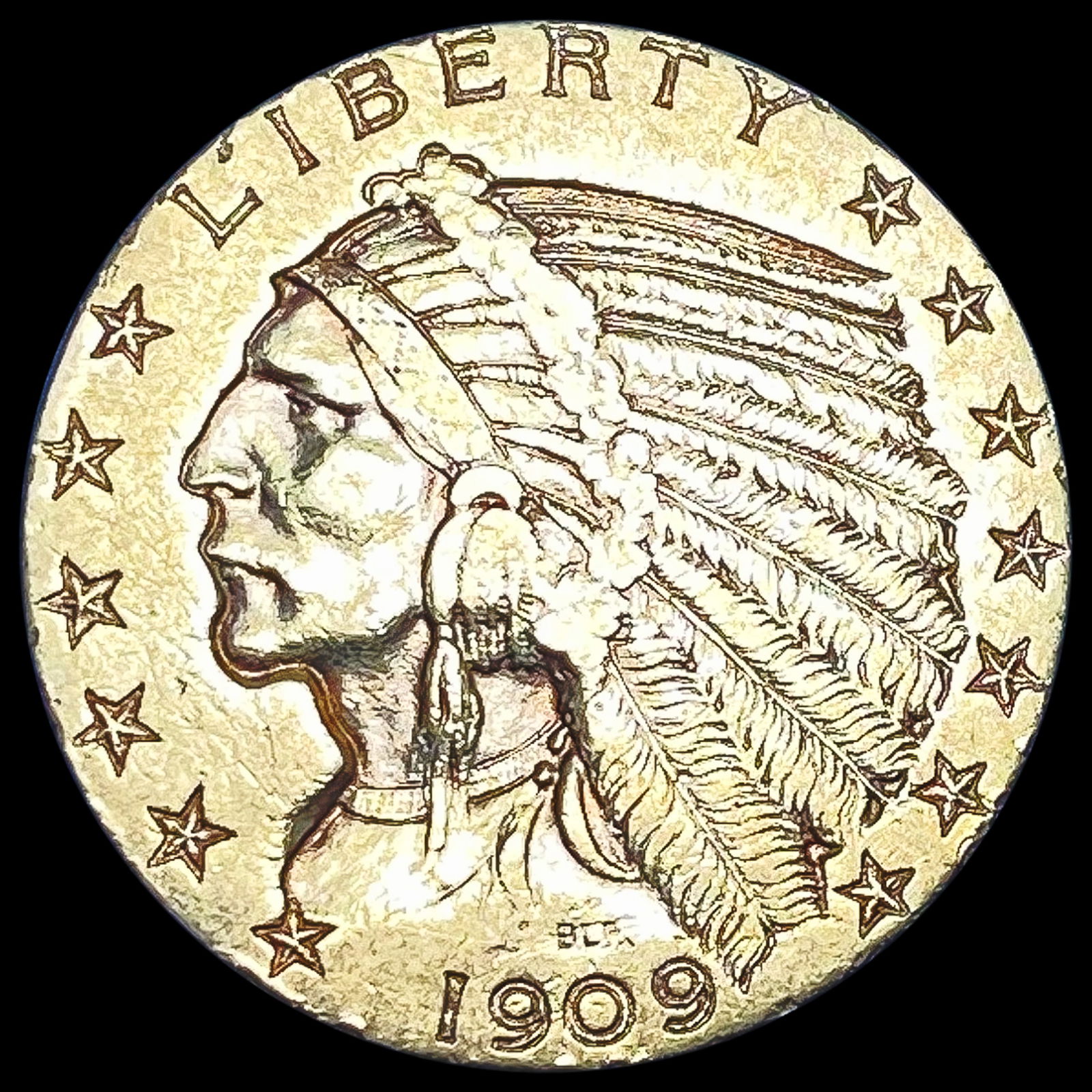 1909-D $5 Gold Half Eagle NEARLY UNCIRCULATED (1 of 2)