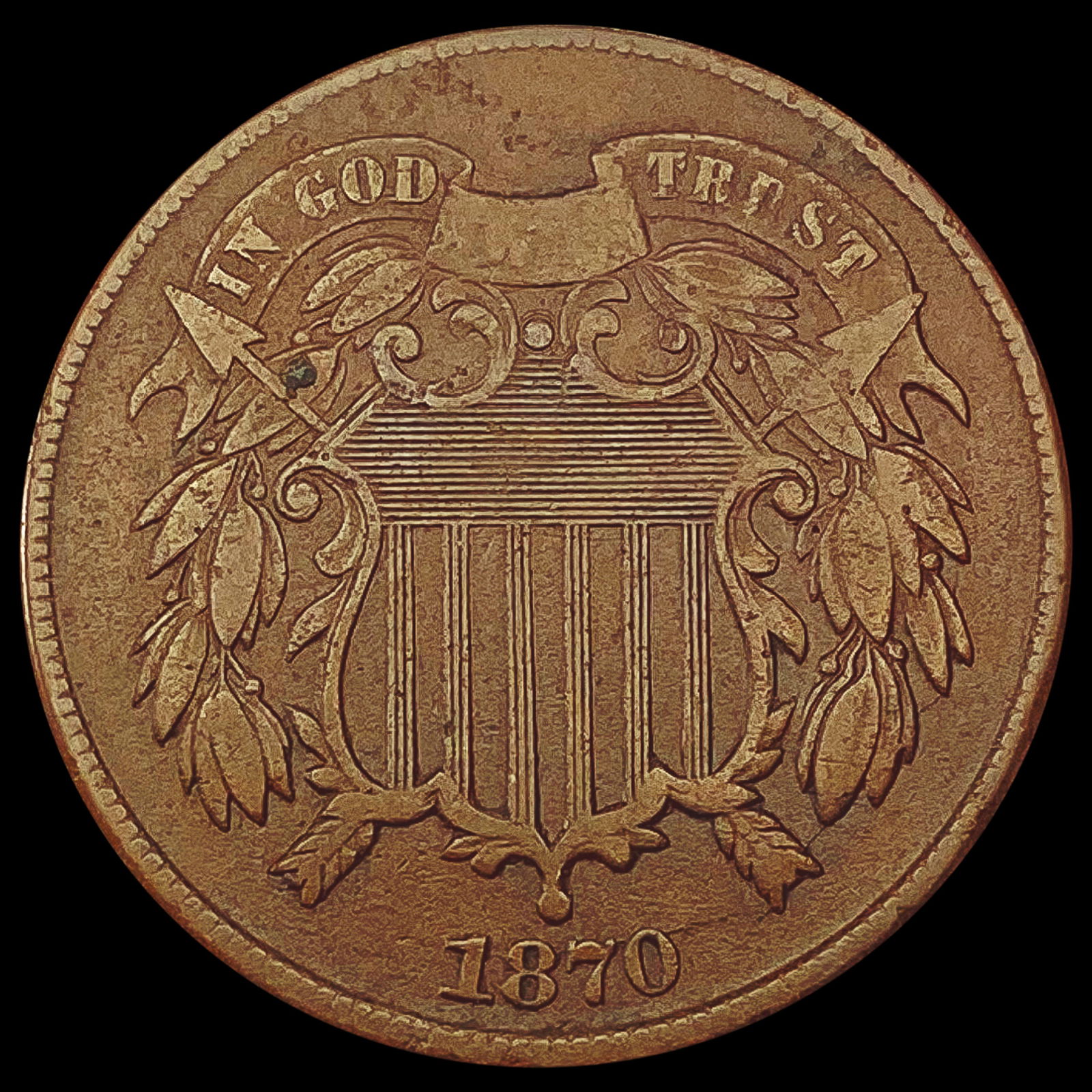 1870 Two Cent Piece NEARLY UNCIRCULATED (1 of 2)