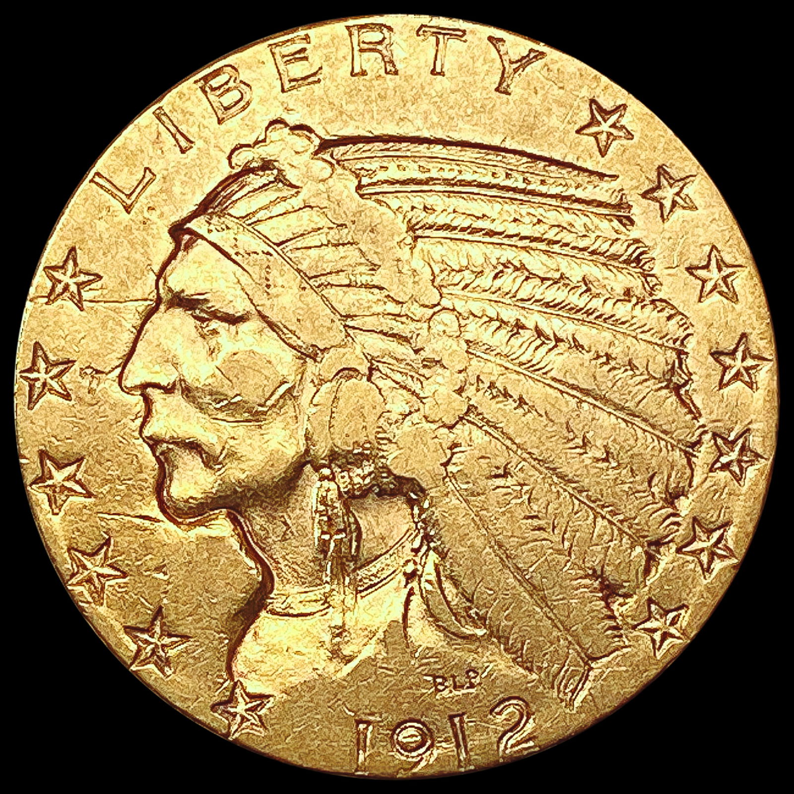 1912-S $5 Gold Half Eagle NEARLY UNCIRCULATED (1 of 2)