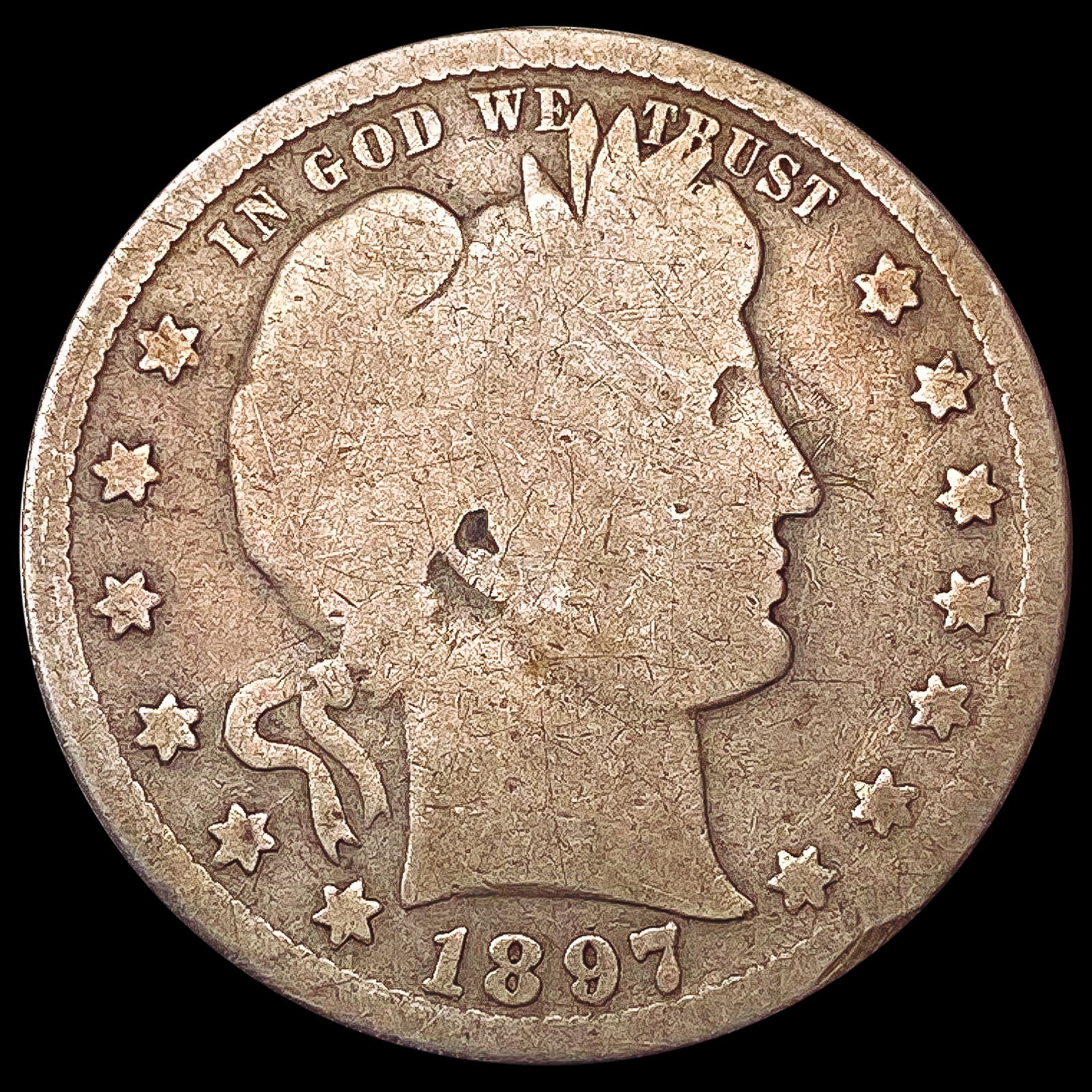 1897-s Barber Quarter NICELY CIRCULATED (1 of 2)