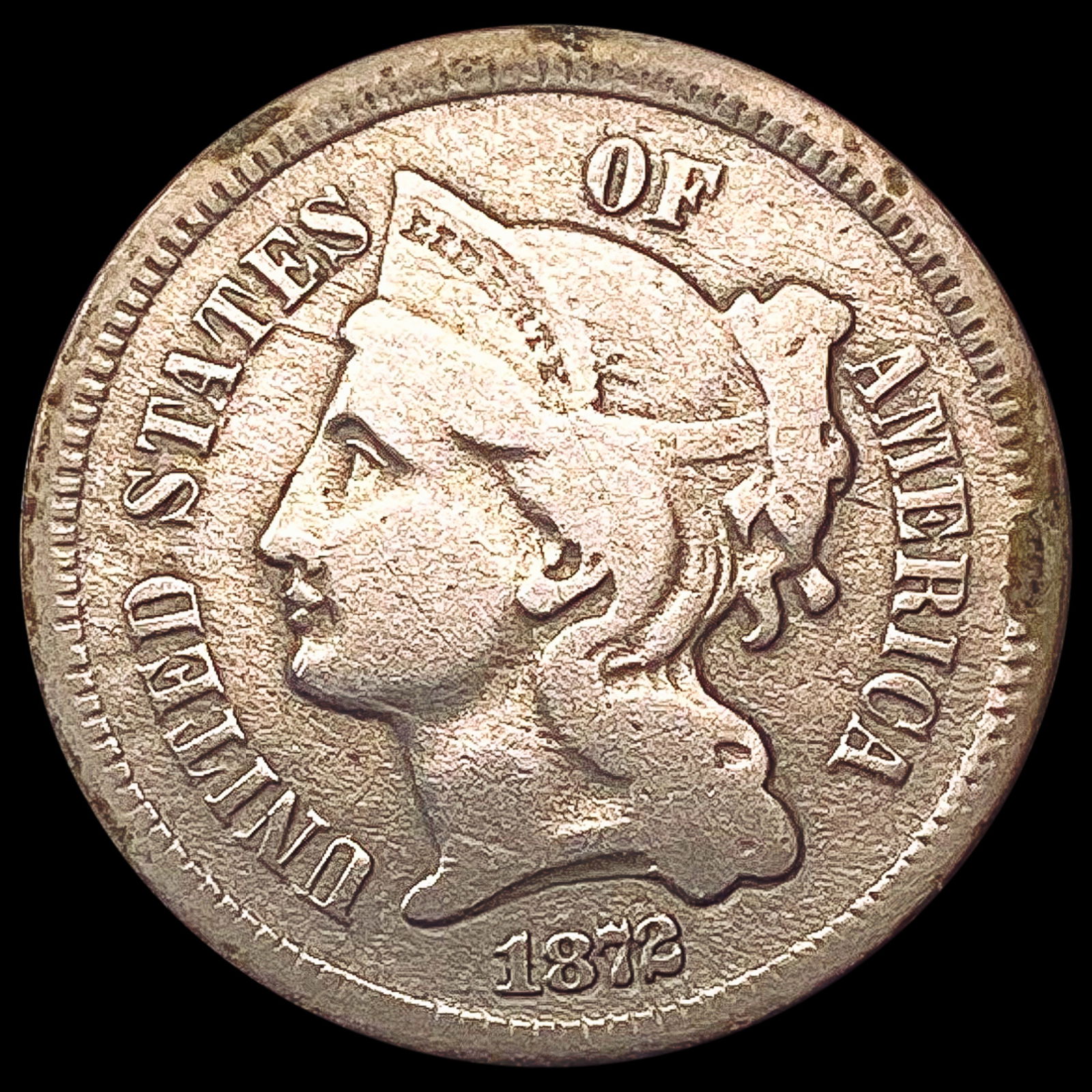 1872 Nickel Three Cent NICELY CIRCULATED (1 of 2)