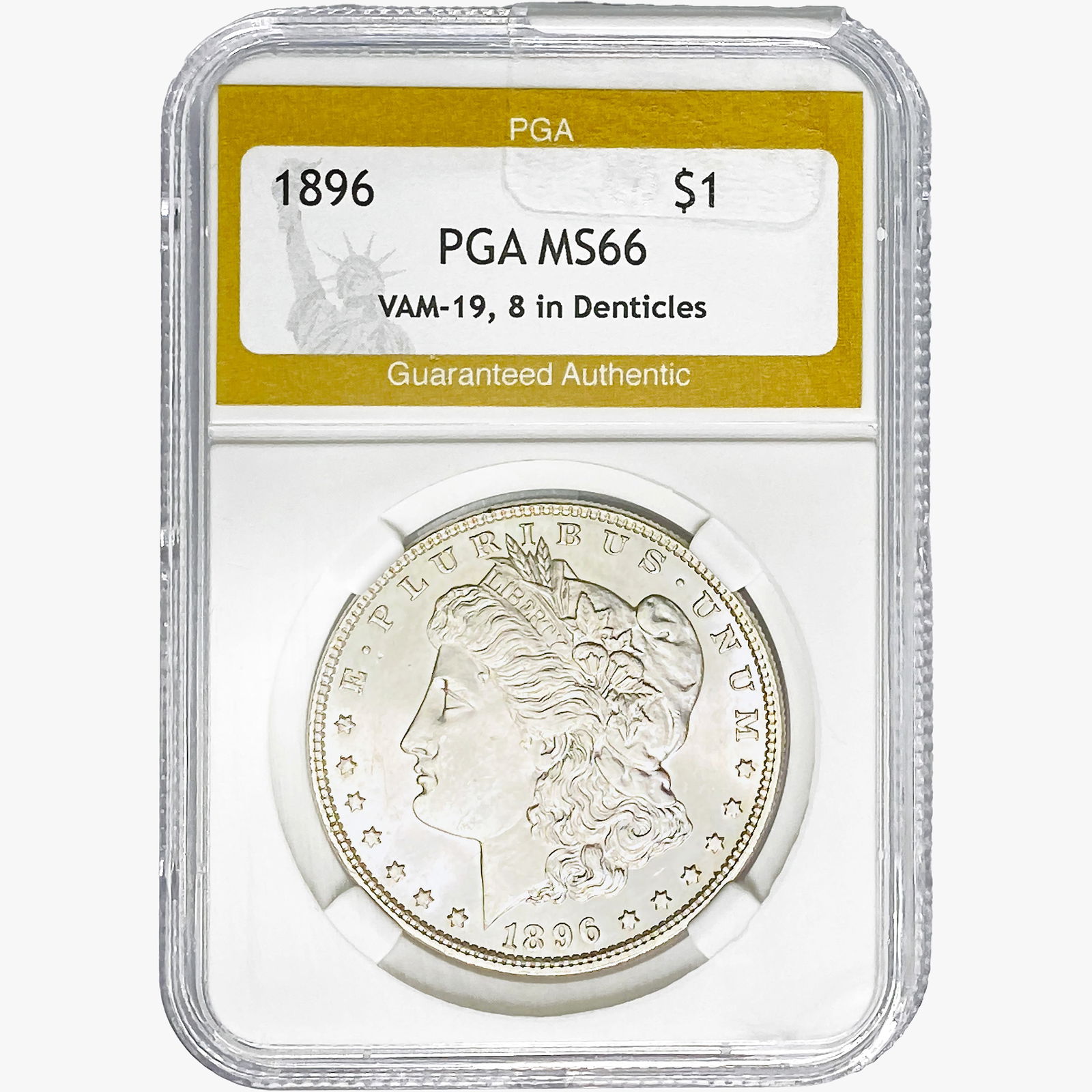 1896 Morgan Silver Dollar PGA MS66 VAM-19, 8 In Denticles (1 of 2)