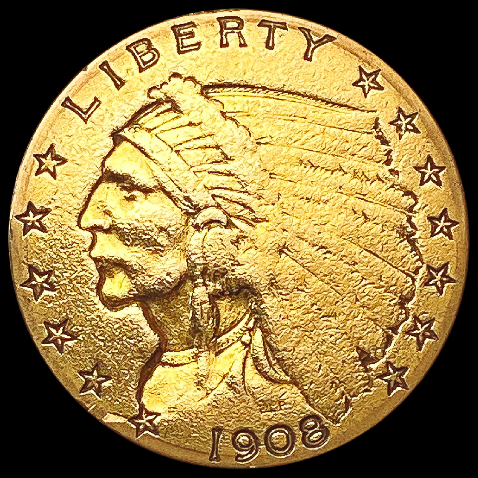 1908 $2.50 Gold Quarter Eagle LIGHTLY CIRCULATED (1 of 2)